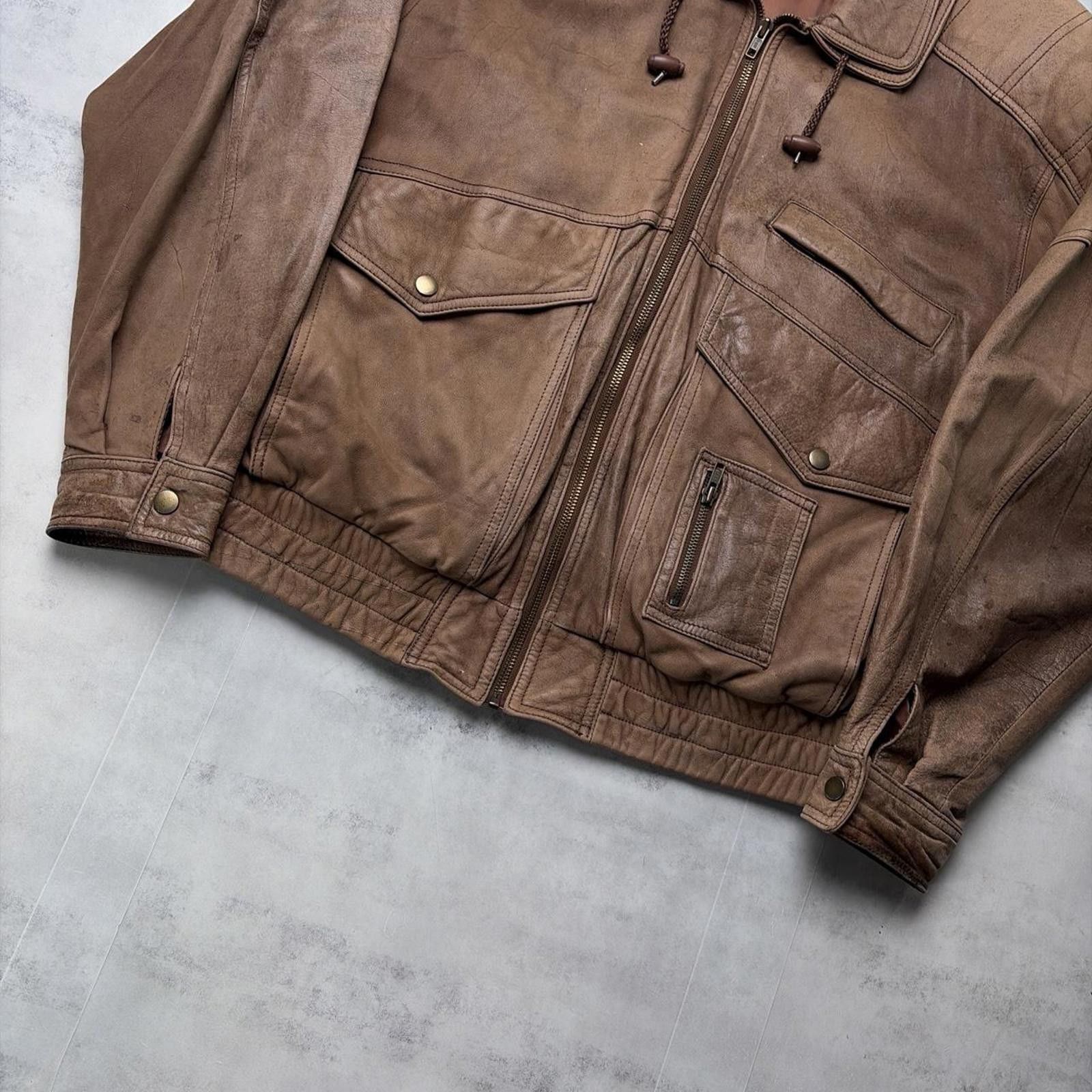 Other Vintage 90s Brown Tannery West Genuine Leather Bomber Jacket Size US M / EU 48-50 / 2 - 4 Thumbnail