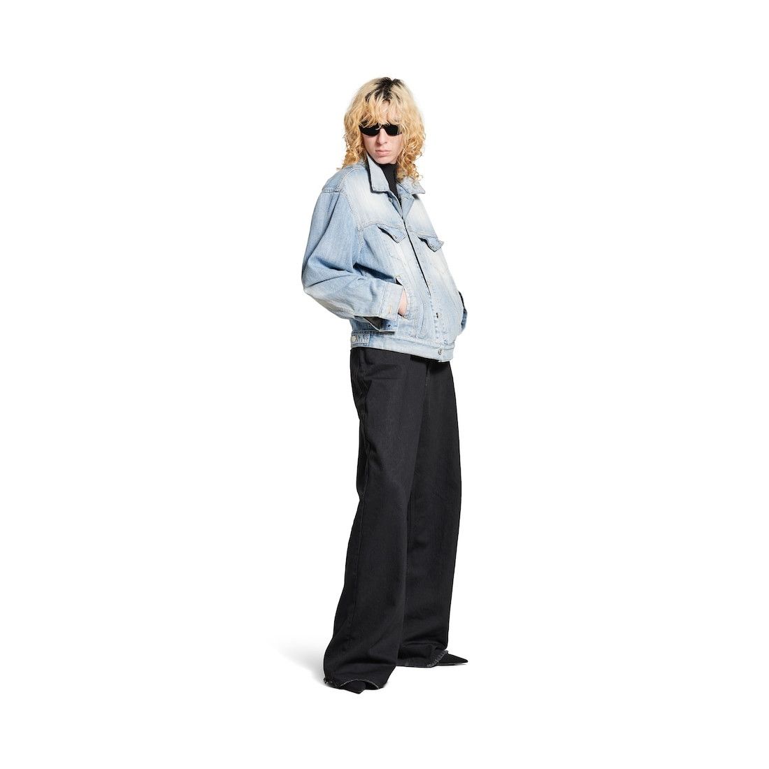 Balenciaga o1s1wg110126 Standing Collar Jacket in Light Blue Size L / US 10 / IT 46 - 2 Thumbnail
