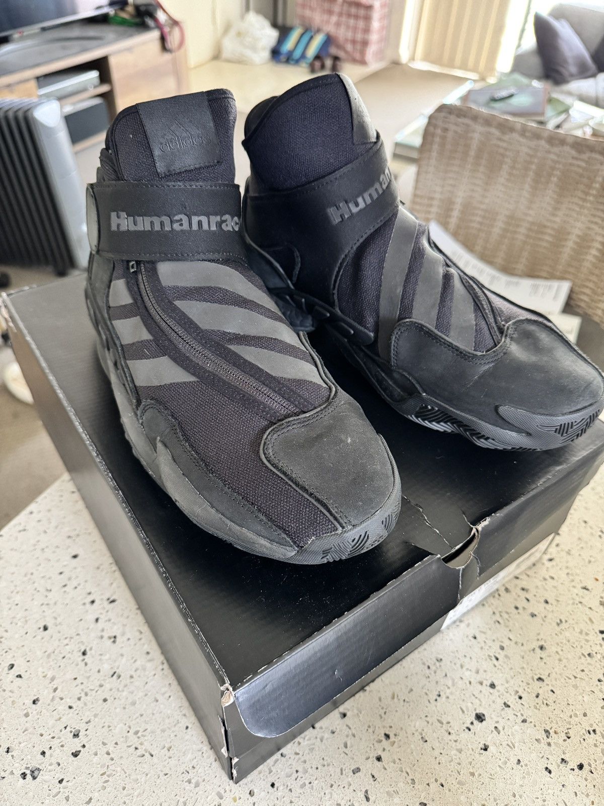 Adidas × Pharrell BYW 0 To 60 'Triple Black High Top Sneaker Boots GX2486 Size US 9.5 / EU 42-43 - 1 Thumbnail