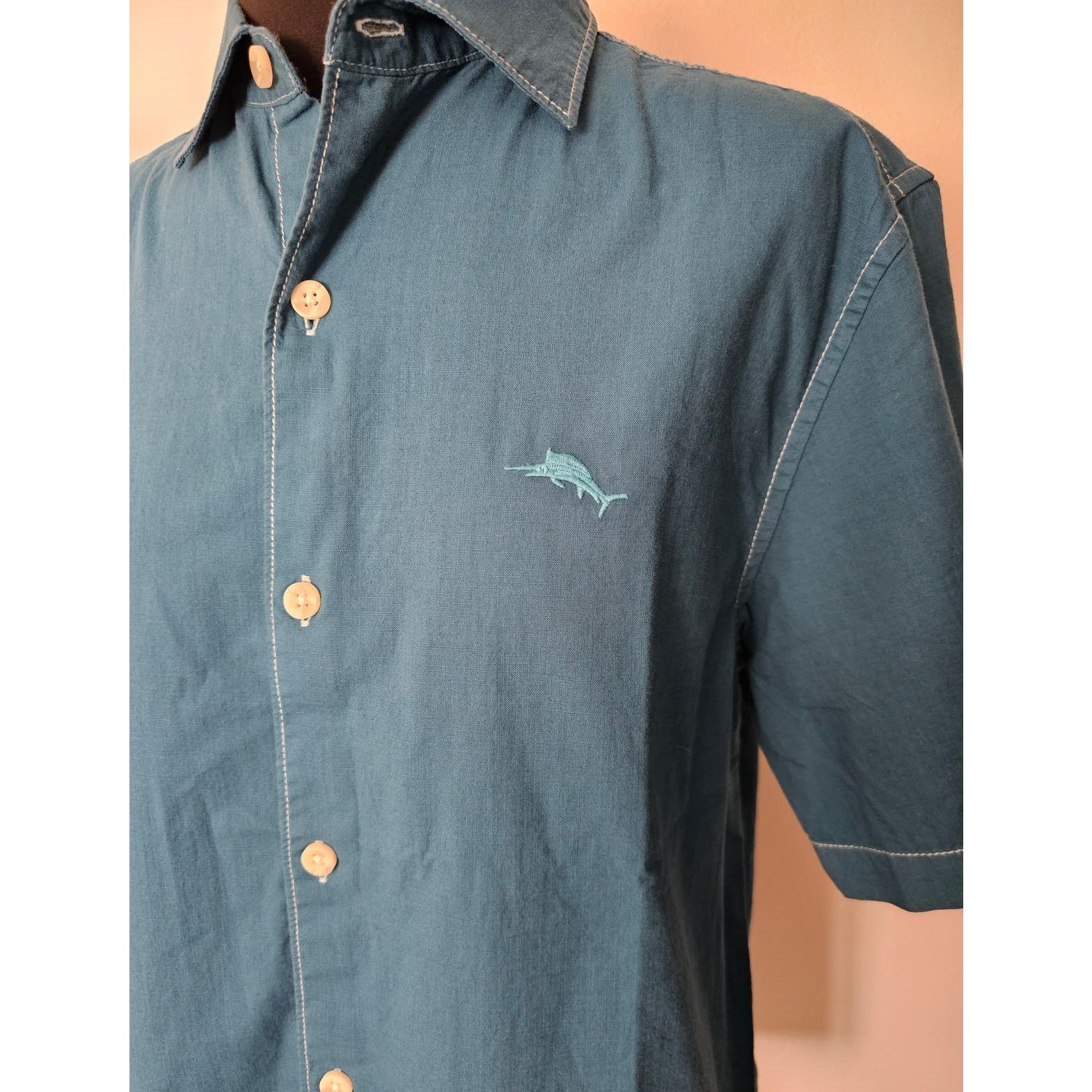 Tommy Bahama Tommy Bahama Cotton Button Down Ink Blue S/S Shirt S $99.50 Size US S / EU 44-46 / 1 - 2 Thumbnail