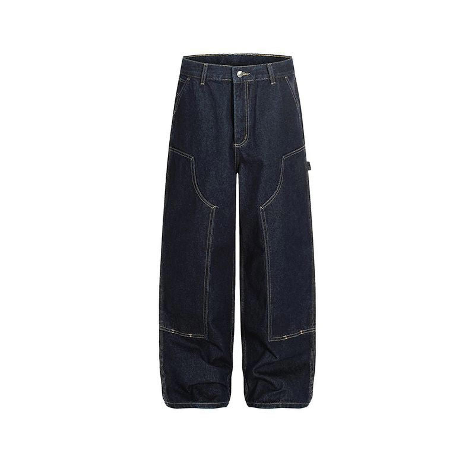 Japanese Brand Dark Blue Wide Leg Denim Jeans, Relaxed Fit Jeans Size US 32 / EU 48 - 1 Thumbnail