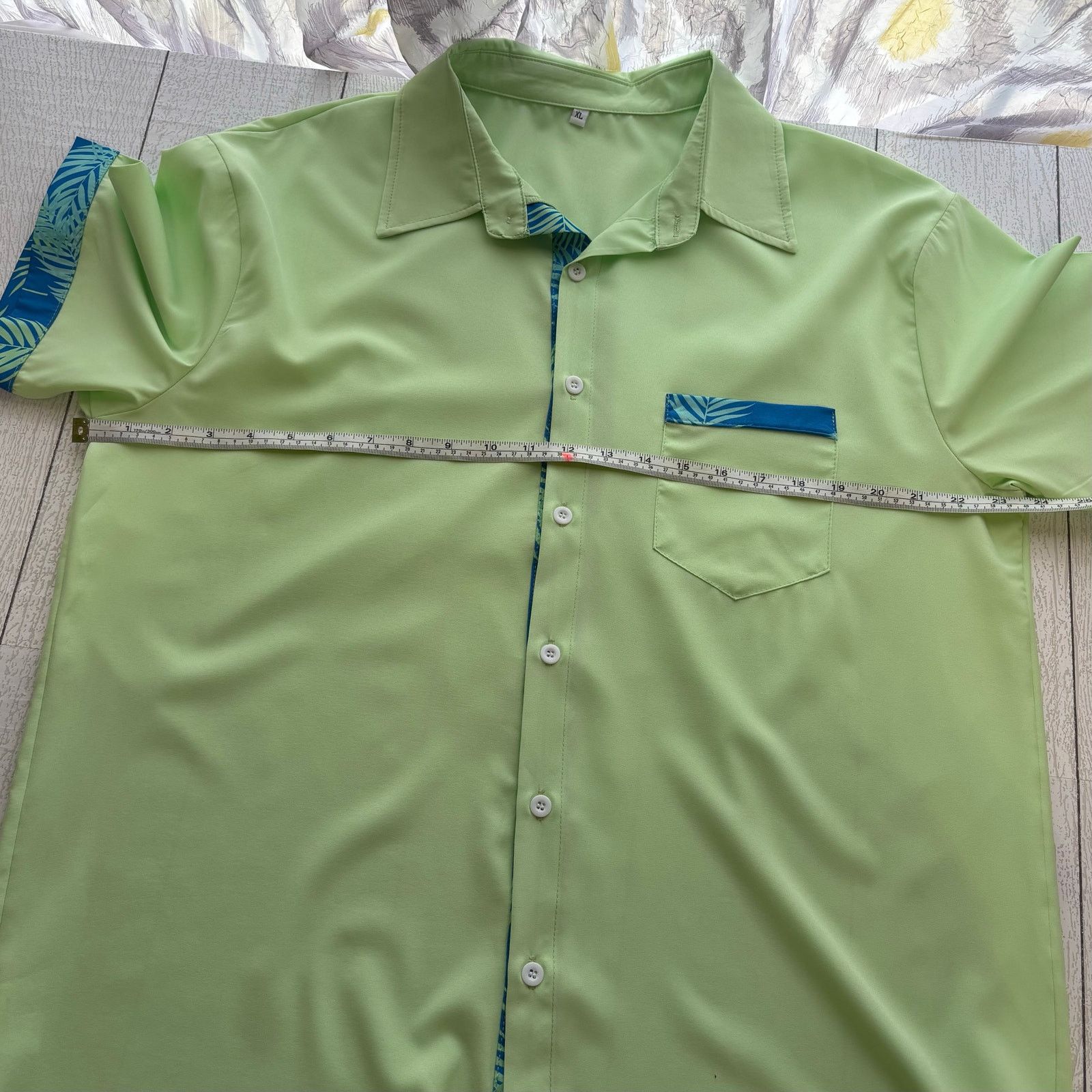 Other Men’s XL Lime Green & Blue Tropical Polyester Shirt Size US XL / EU 56 / 4 - 9 Thumbnail