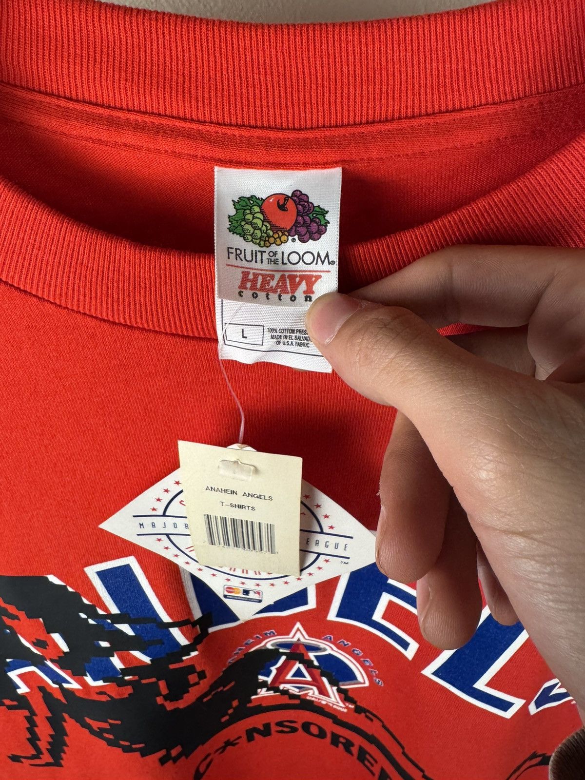 Fruit Of The Loom 1 of 1 REWORKED VINTAGE DEADSTOCK 2002 ANAHEIM ANGEL TEE Size US L / EU 52-54 / 3 - 3 Thumbnail