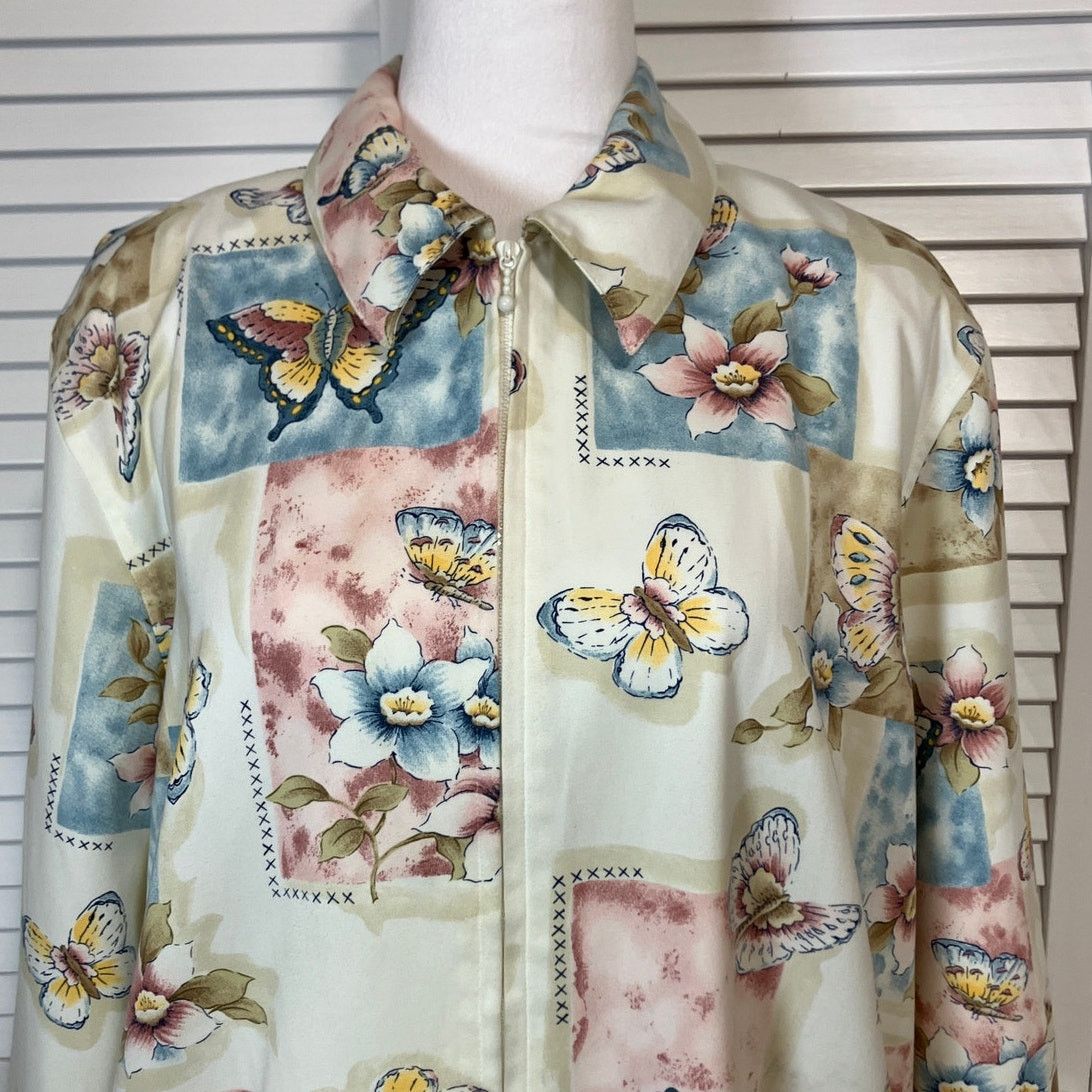 Other Alfred Dunner Vintage Butterfly Pastel Women Jacket 14 Size XL / US 12-14 / IT 48-50 - 5 Thumbnail