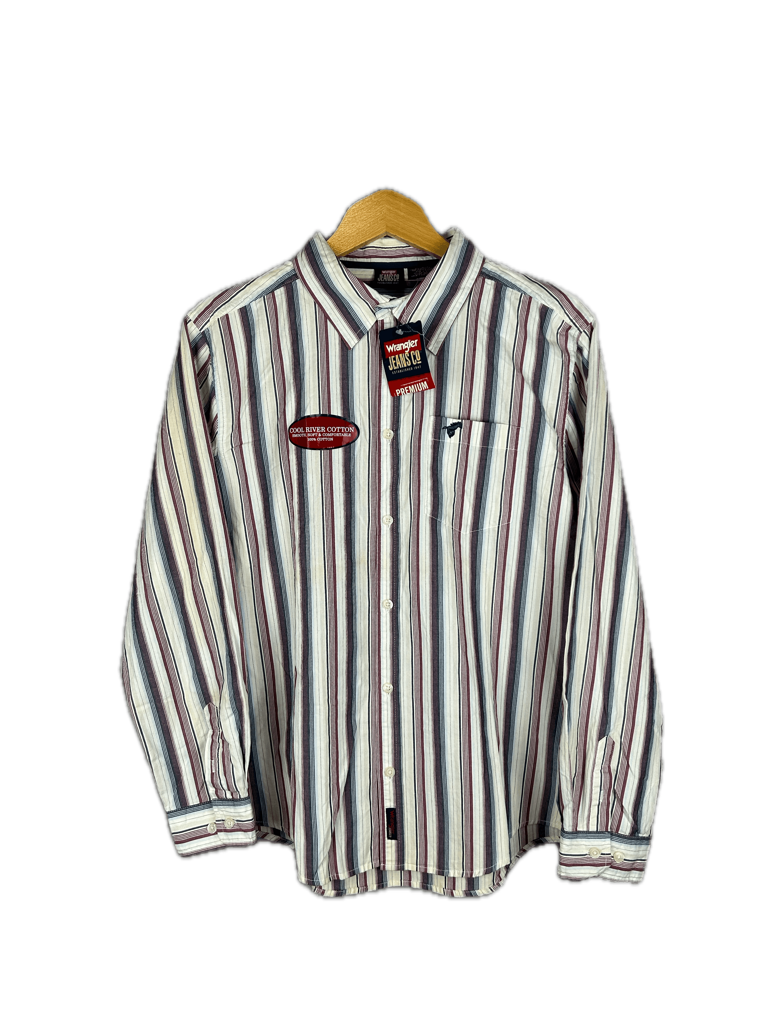 Vintage × Wrangler NWT Wrangler Vintage Striped Shirt Button Long Sleeve Size US S / EU 44-46 / 1 - 1 Thumbnail
