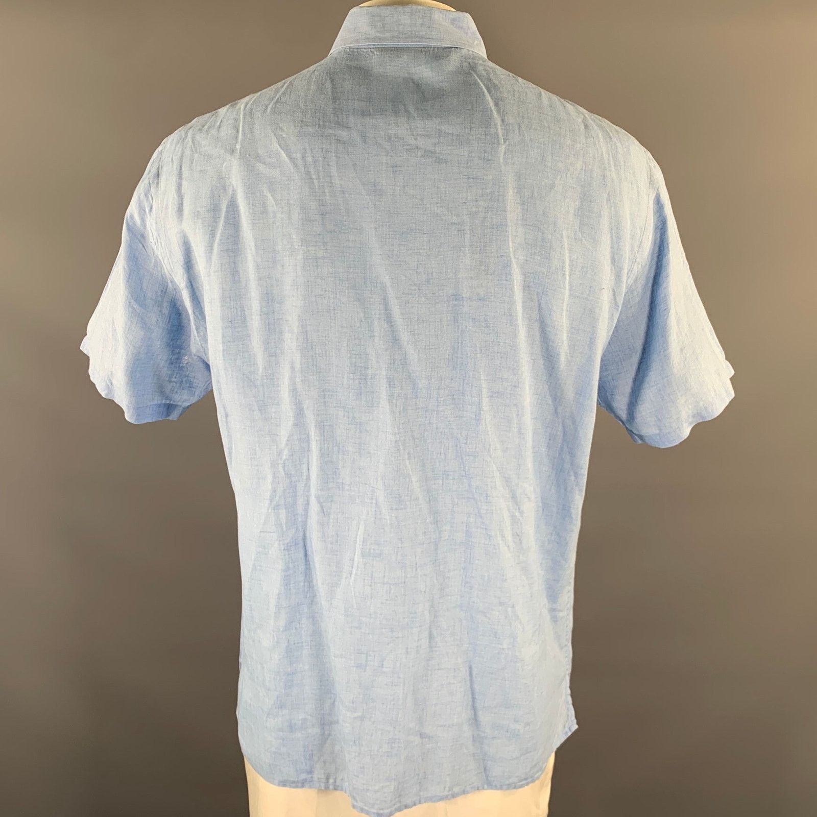 Other LORENZINI Size XL Blue Heather Linen Short Sleeve Shirt Size US XL / EU 56 / 4 - 3 Thumbnail