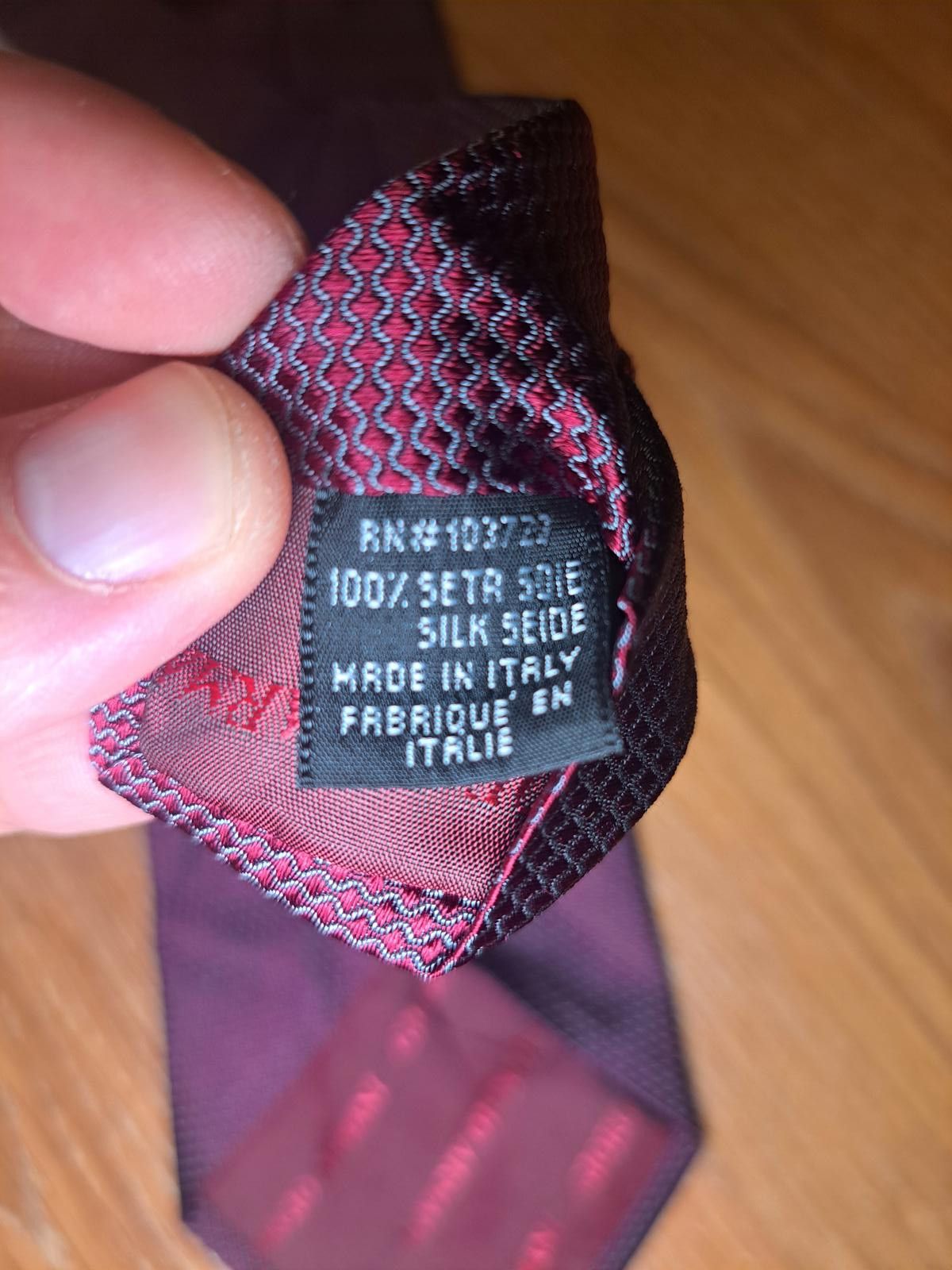 Giorgio Armani Giorgio Armani Collezioni Silk Tie Red Sharkskin Wide Size ONE SIZE - 4 Thumbnail