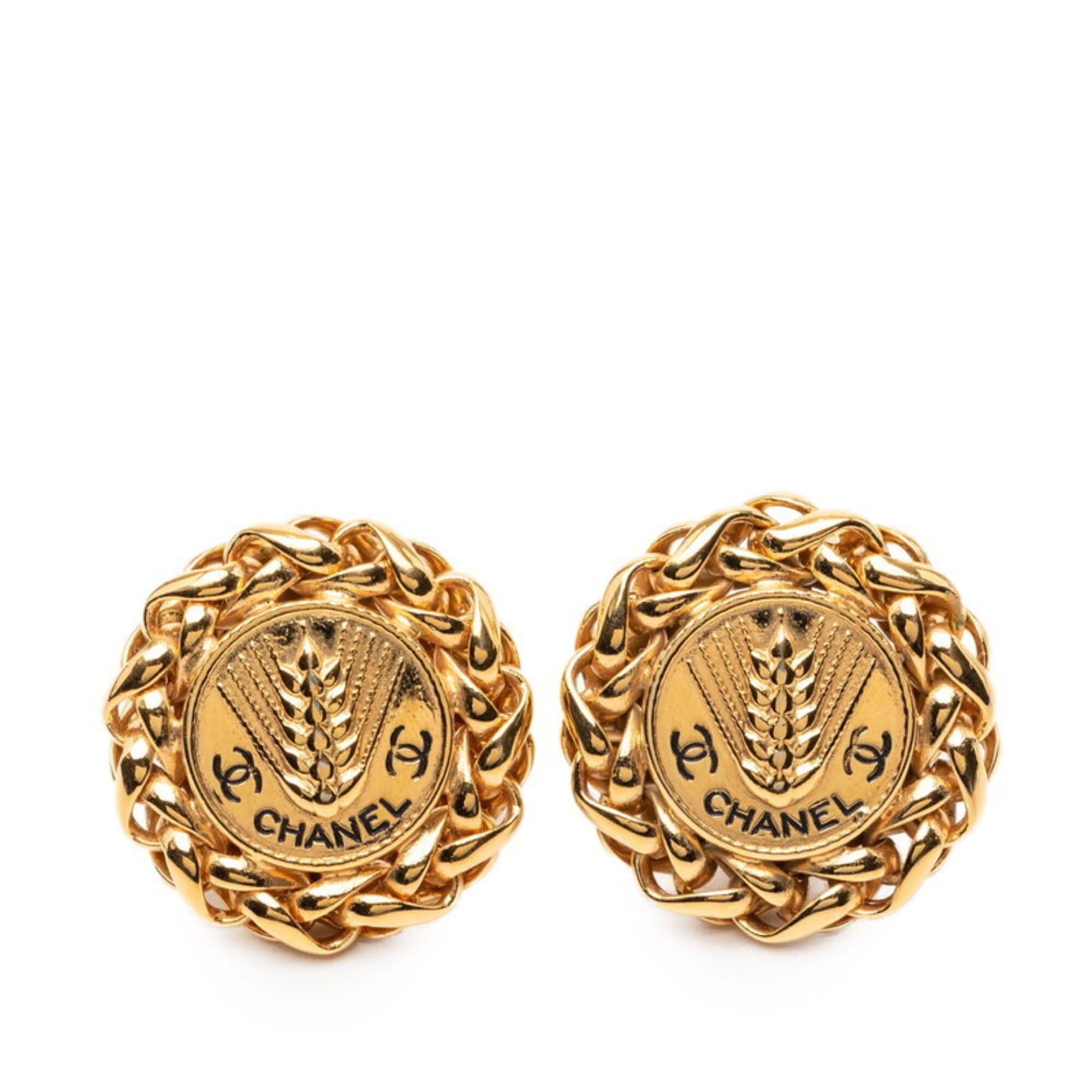 Chanel Chanel Wheat and Rice Earrings, Coco Mark Logo, Gold Plated, Women's Earrings Size ONE SIZE - 1 Thumbnail