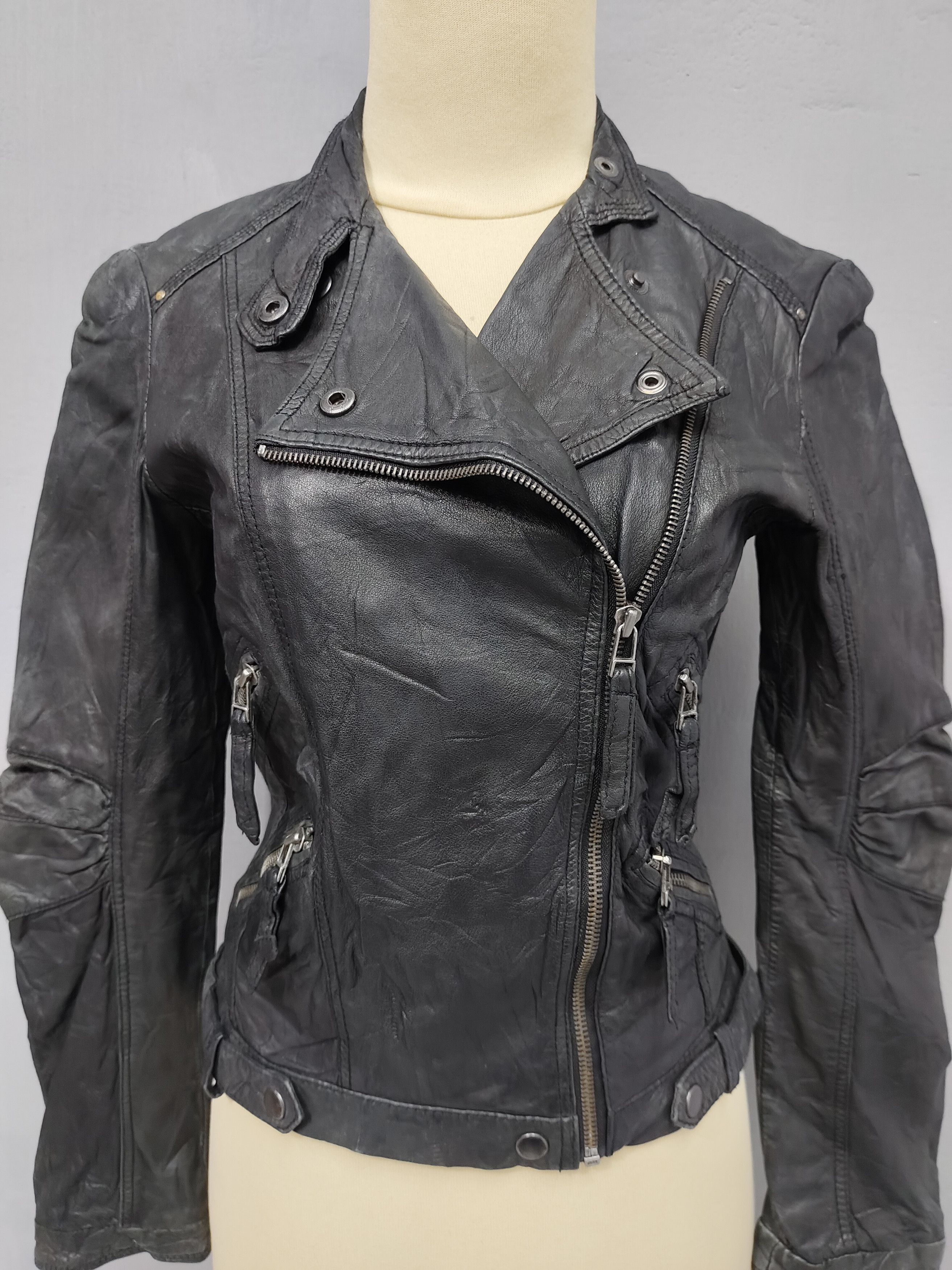 Zara ZARA Woman- Punk Rock Grunge Biker Style Leather Jacket Size S / US 4 / IT 40 - 3 Thumbnail