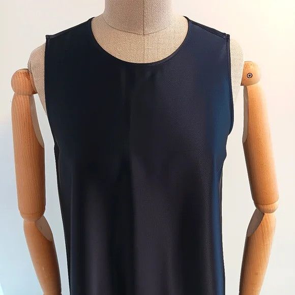 Lafayette 148 LAFAYETTE 148 Silk Crepe De Chine Sleeveless Blouse - Blue Size M / US 6-8 / IT 42-44 - 3 Thumbnail