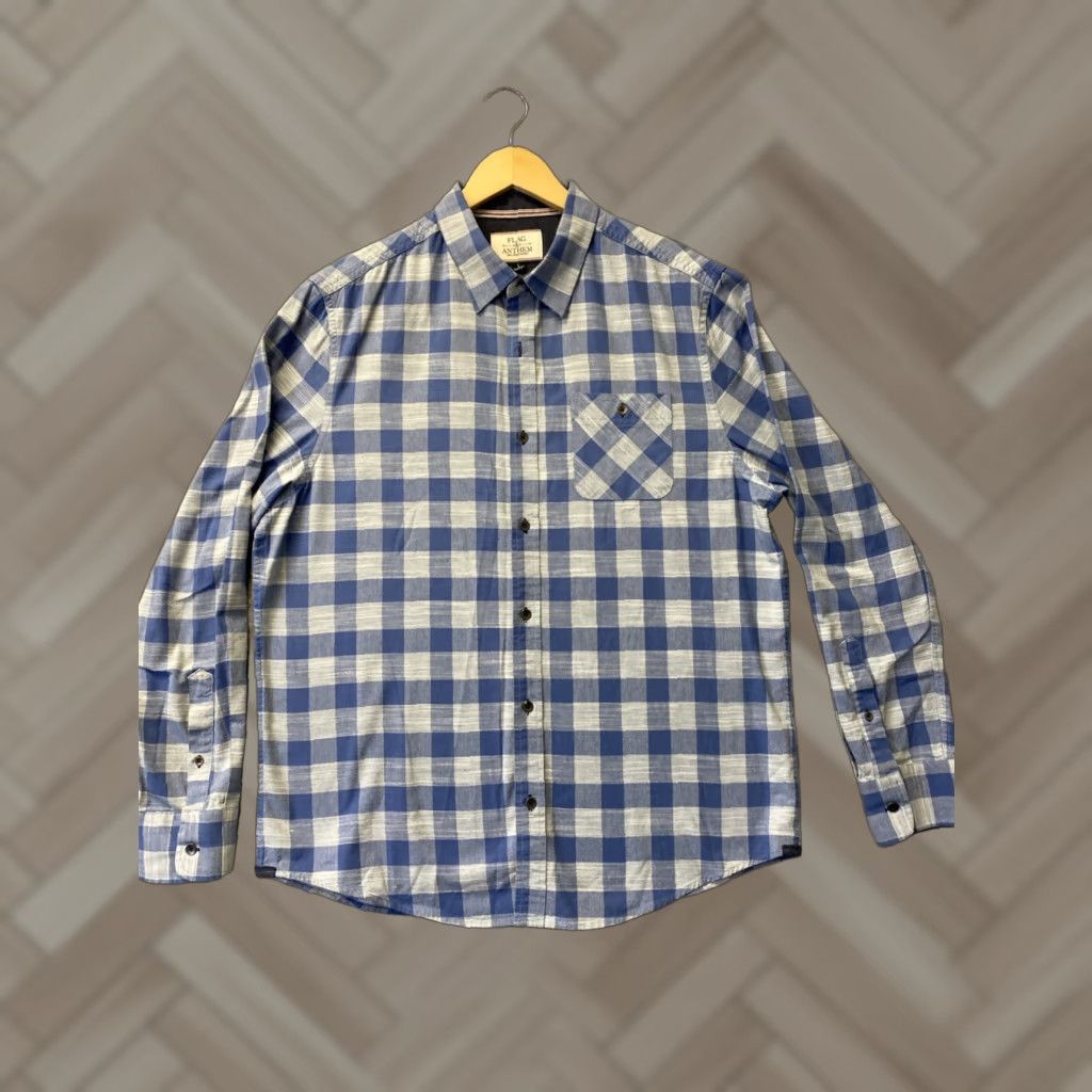 Flag & Anthem VINTAGE Flag & Anthem Shirt Blue Plaid Button Long Sleeve Cotton Casual Mens L Size US L / EU 52-54 / 3 - 1 Thumbnail