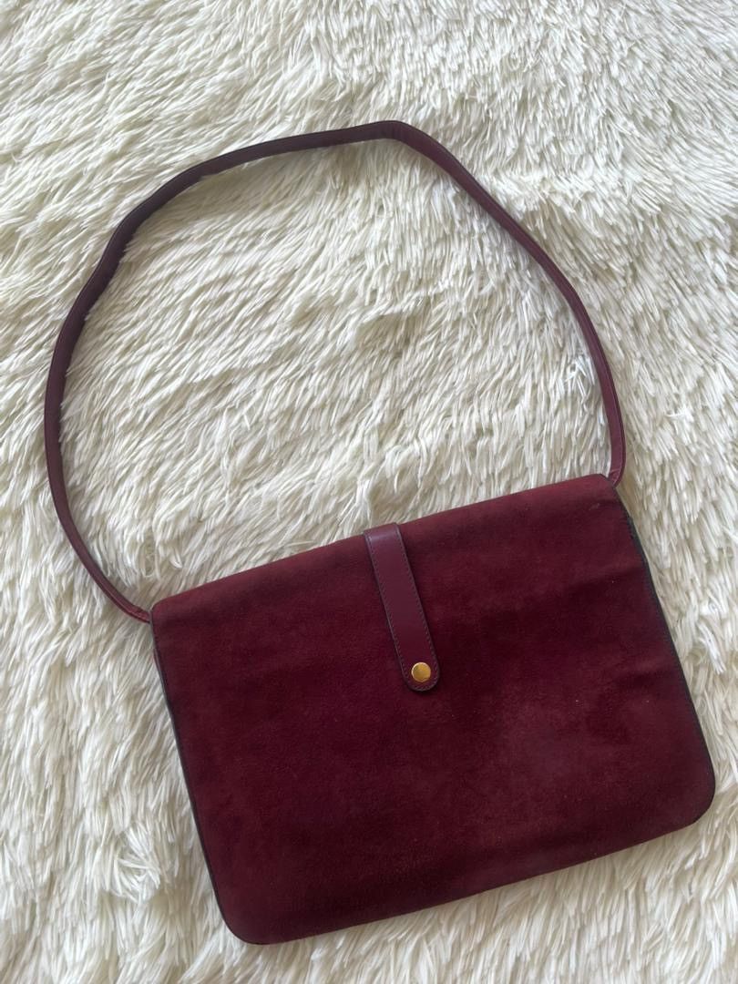 Christian Dior Monsieur Christian Dior Suede Leather Burgundy Shoulder Bag Size ONE SIZE - 7 Thumbnail