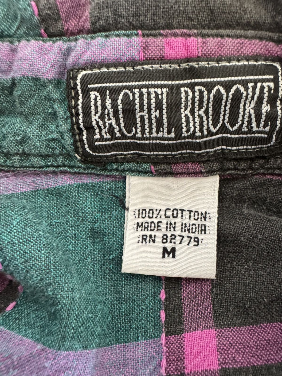 Vintage Rachel Brooke plaid button teal fuschia 100% cotton vintage Size M / US 6-8 / IT 42-44 - 5 Thumbnail