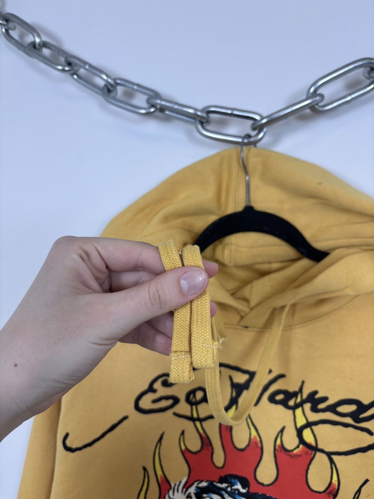 Christian Audigier Ed Hardy NWT Men’s Y2K Mustard Yellow Fire Tiger Logo Hoodie Size US XL / EU 56 / 4 - 4 Thumbnail