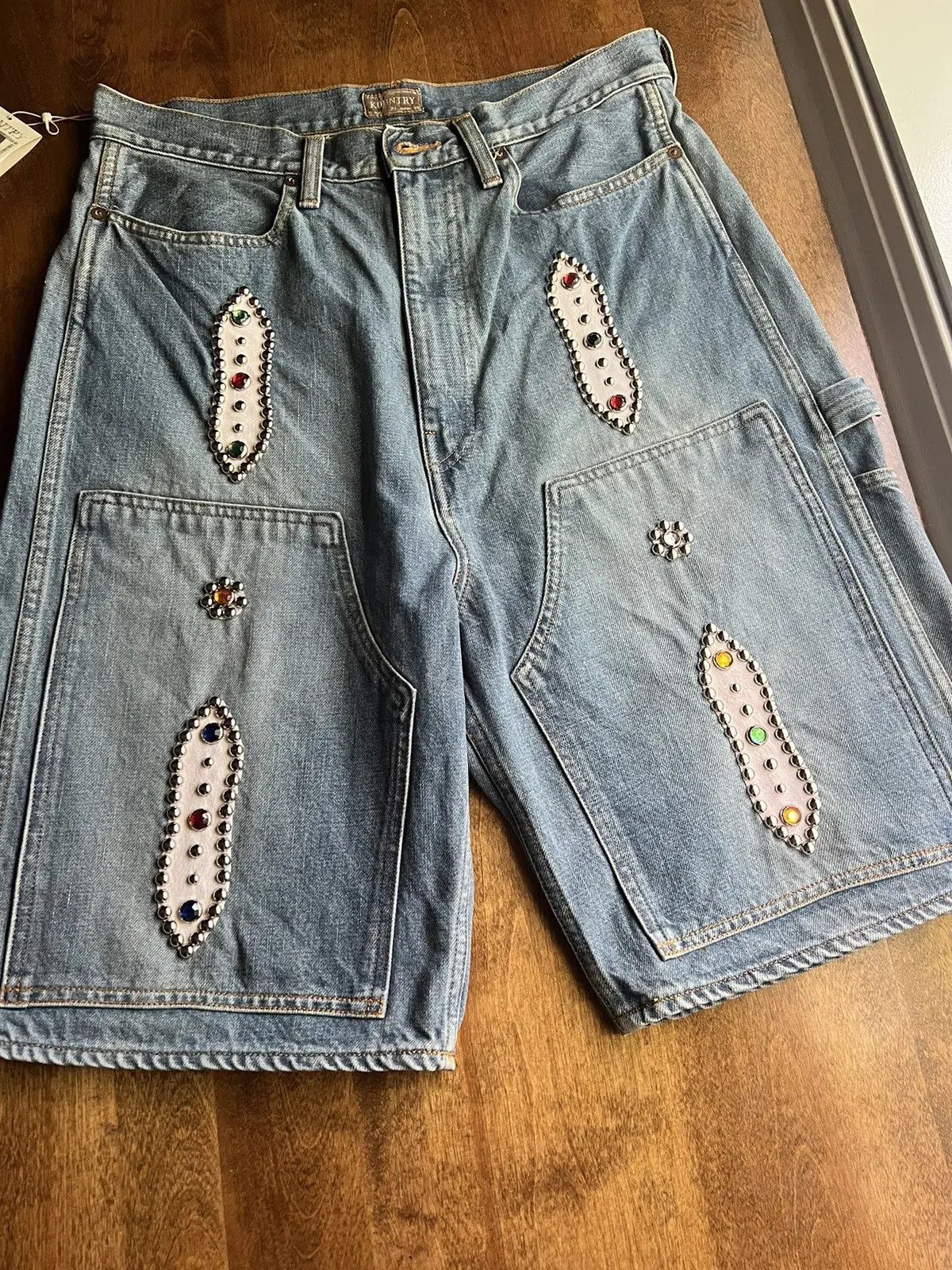 Kapital Studded Gem Denim Shorts