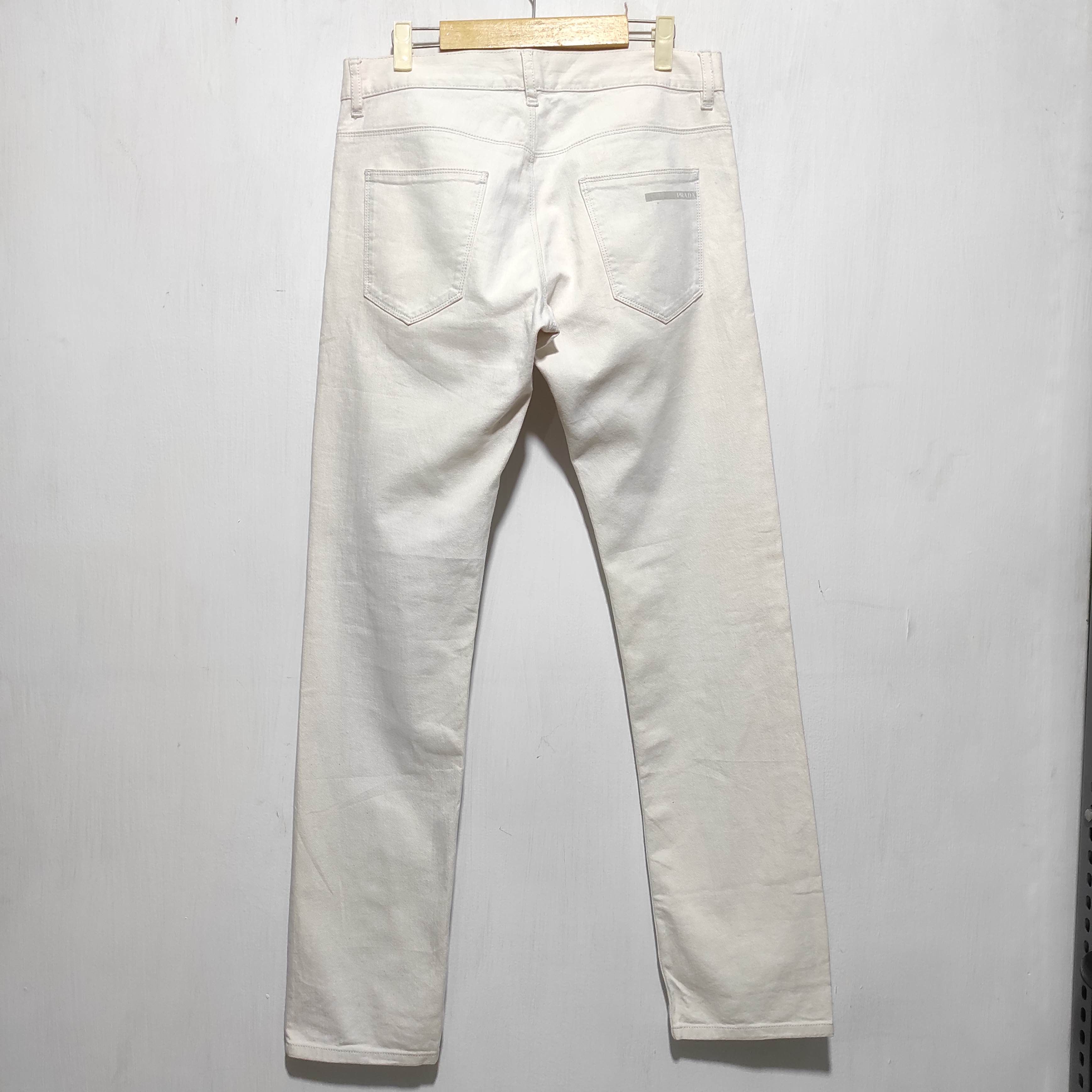 Prada Prada Logo White Denim Tapered Fit Jeans size 30 Size US 30 / EU 46 - 12 Thumbnail