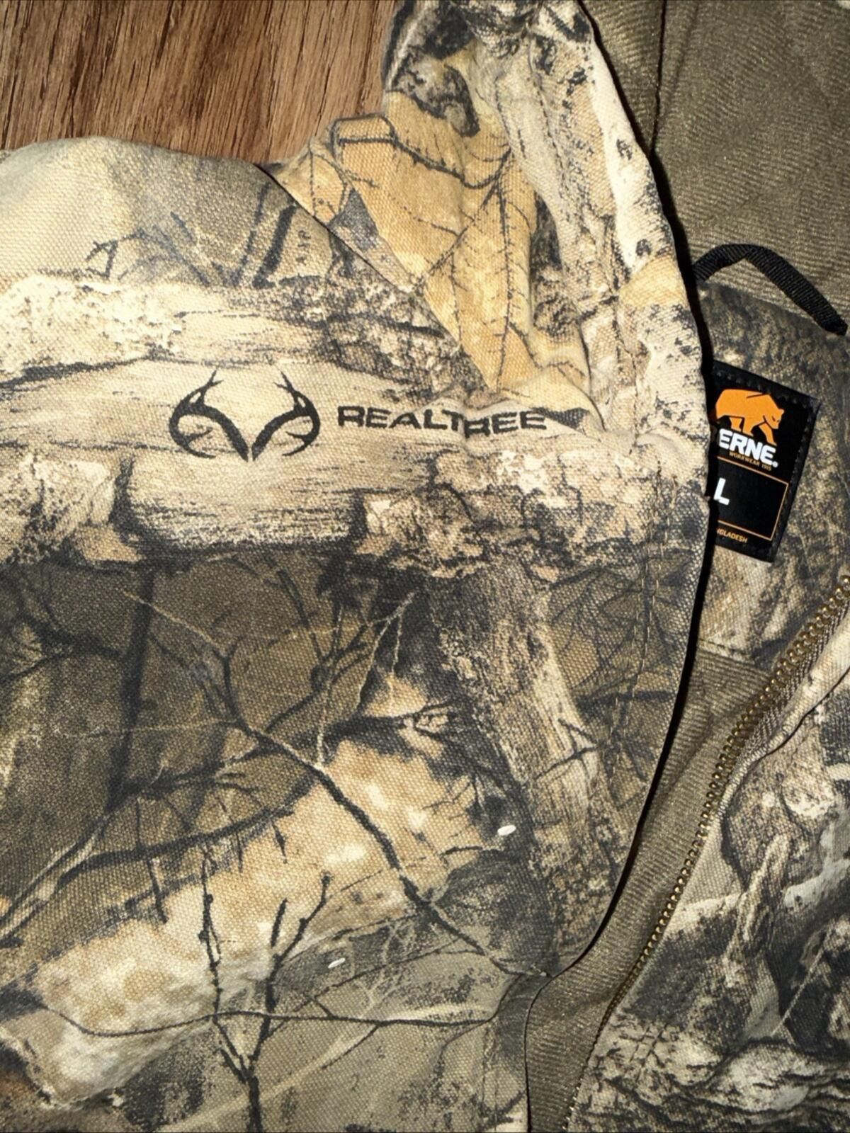 United Colors Of Benetton Berne Jacket Youth Lrg Camo Lined Zip Hunting Realtree Hood Size US L / EU 52-54 / 3 - 5 Thumbnail