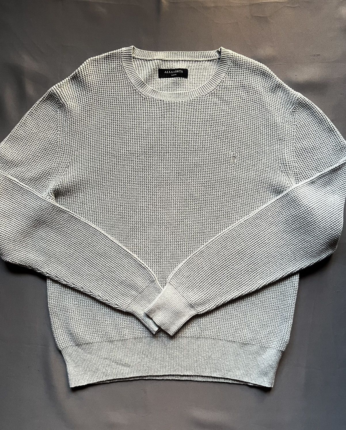 Allsaints Classic Allsaints Trias Crew Cotton Knitted Gray Sweater Size US L / EU 52-54 / 3 - 7 Thumbnail