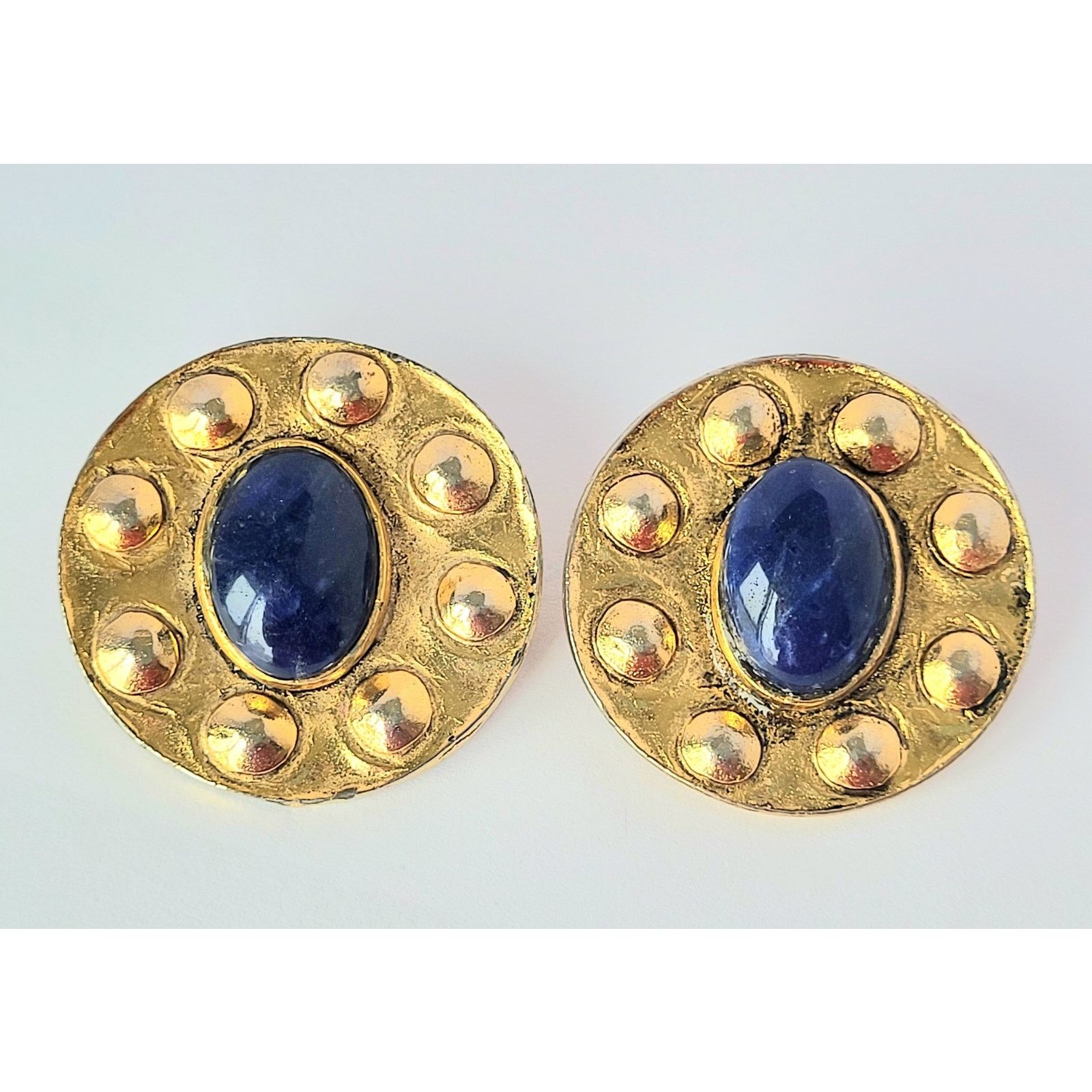 Other Vintage Dauplaise Faux Lapis Earrings Gold Blue Cabochon Size ONE SIZE - 1 Thumbnail