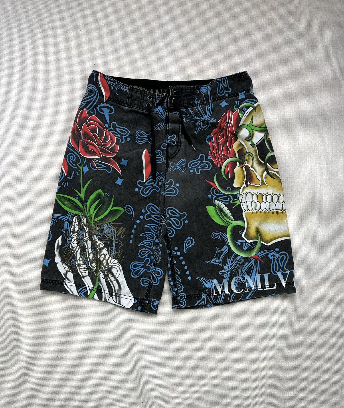 Christian Audigier × Ed Hardy × Vintage Rare Shorts Christian Audiger Ed Hardy Mcmlvih Skull Vintage Size US 32 / EU 48 - 2 Thumbnail