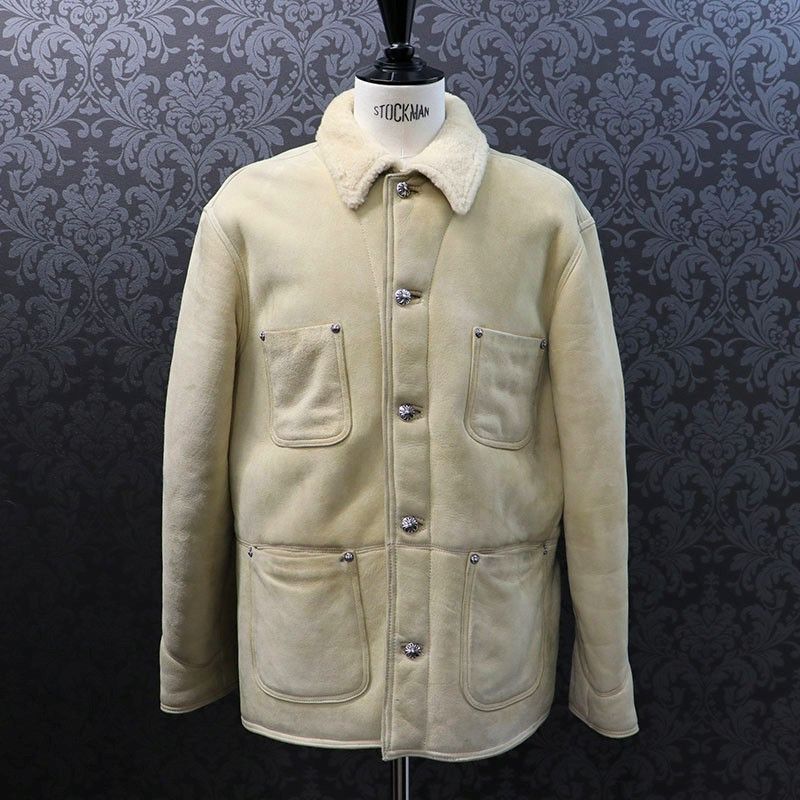 image of Chrome Hearts Shearling Jacket in Brown, Men's (Size Large)