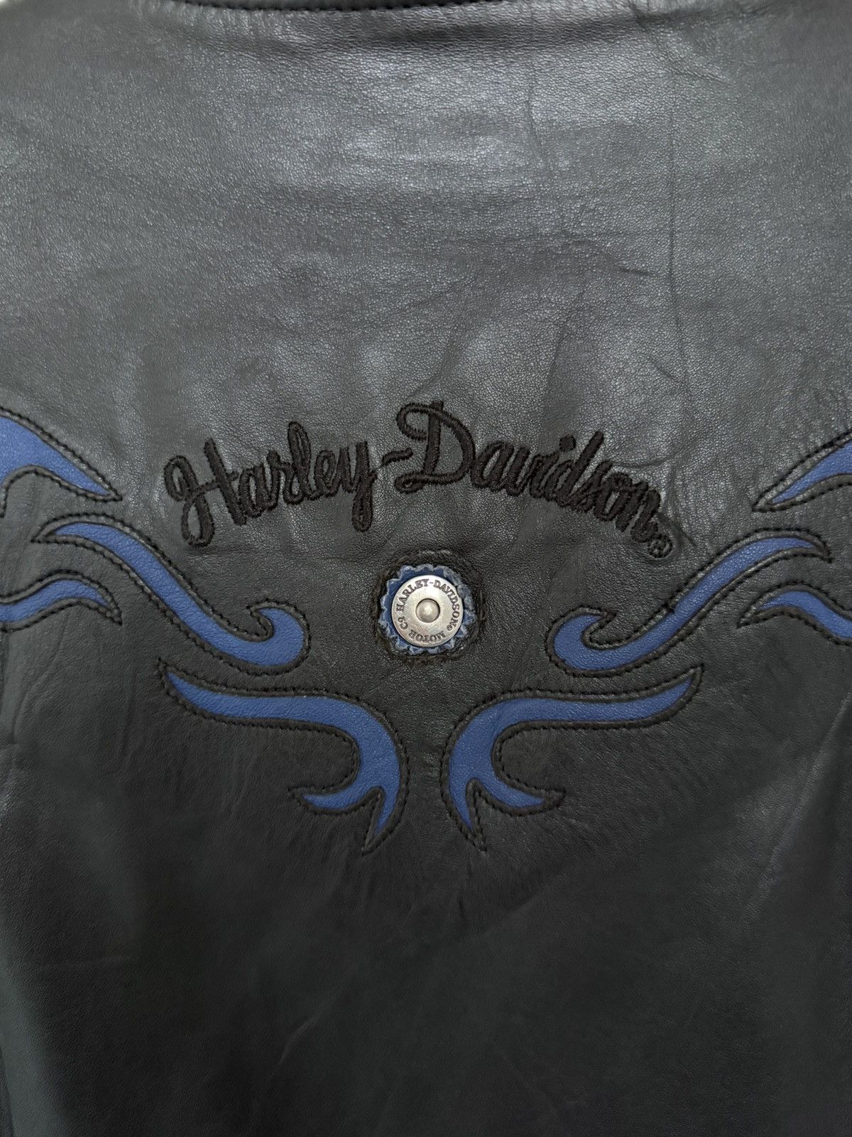 Harley Davidson Vintage Harley Davidson Blue Flame Leather Vest Size US S / EU 44-46 / 1 - 3 Thumbnail