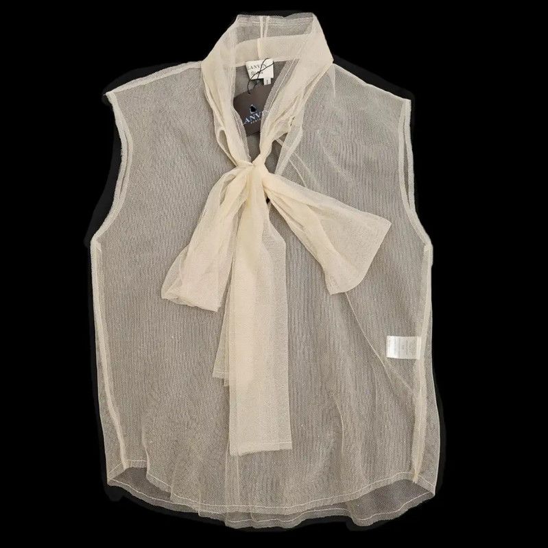 Lanvin Lanvin Short Sleeve Champagne Blouse for Women 0089 Size L / US 10 / IT 46 - 1 Thumbnail