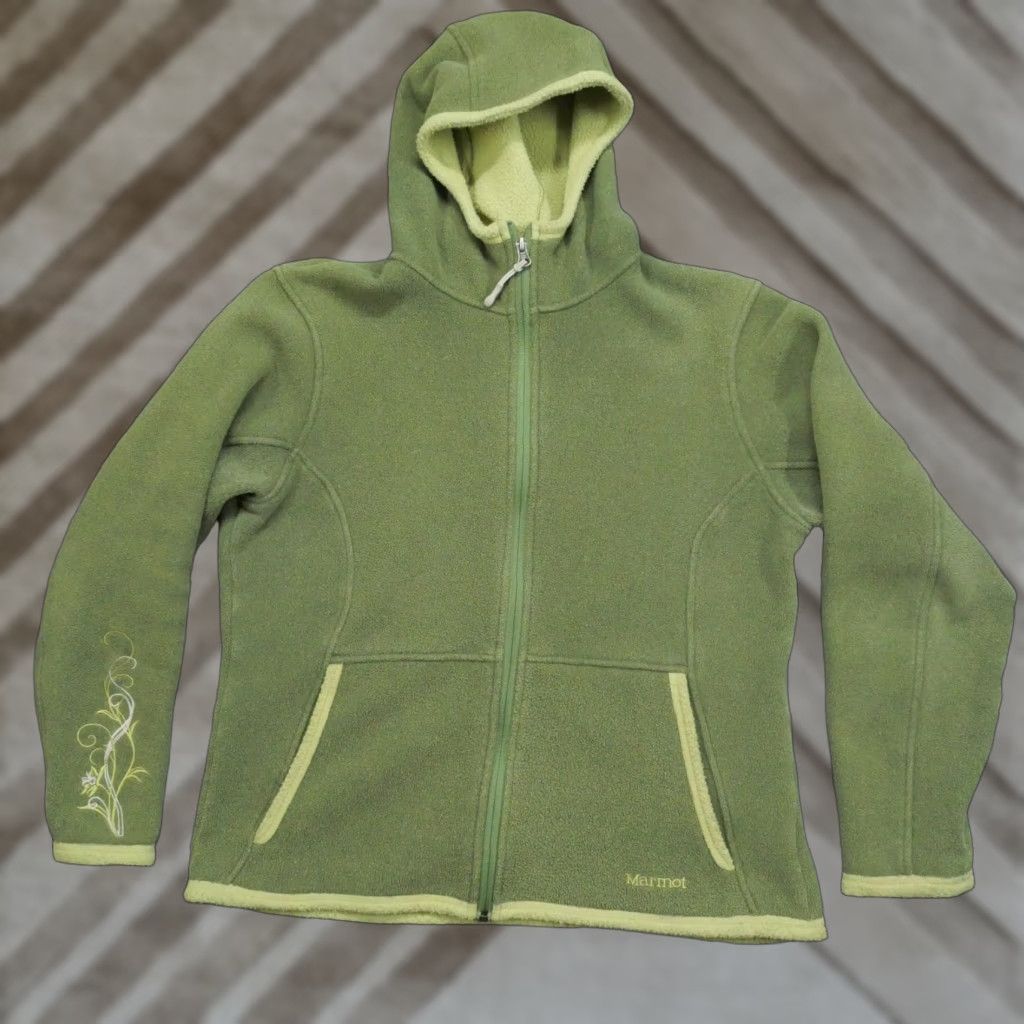 Marmot VINTAGE Marmot Hoodie Womens L Green Full Zip Fleece Outdoors Y2k Shirt Womens L Brown Logo Casual Activewear Mens? Size L / US 10 / IT 46 - 1 Thumbnail