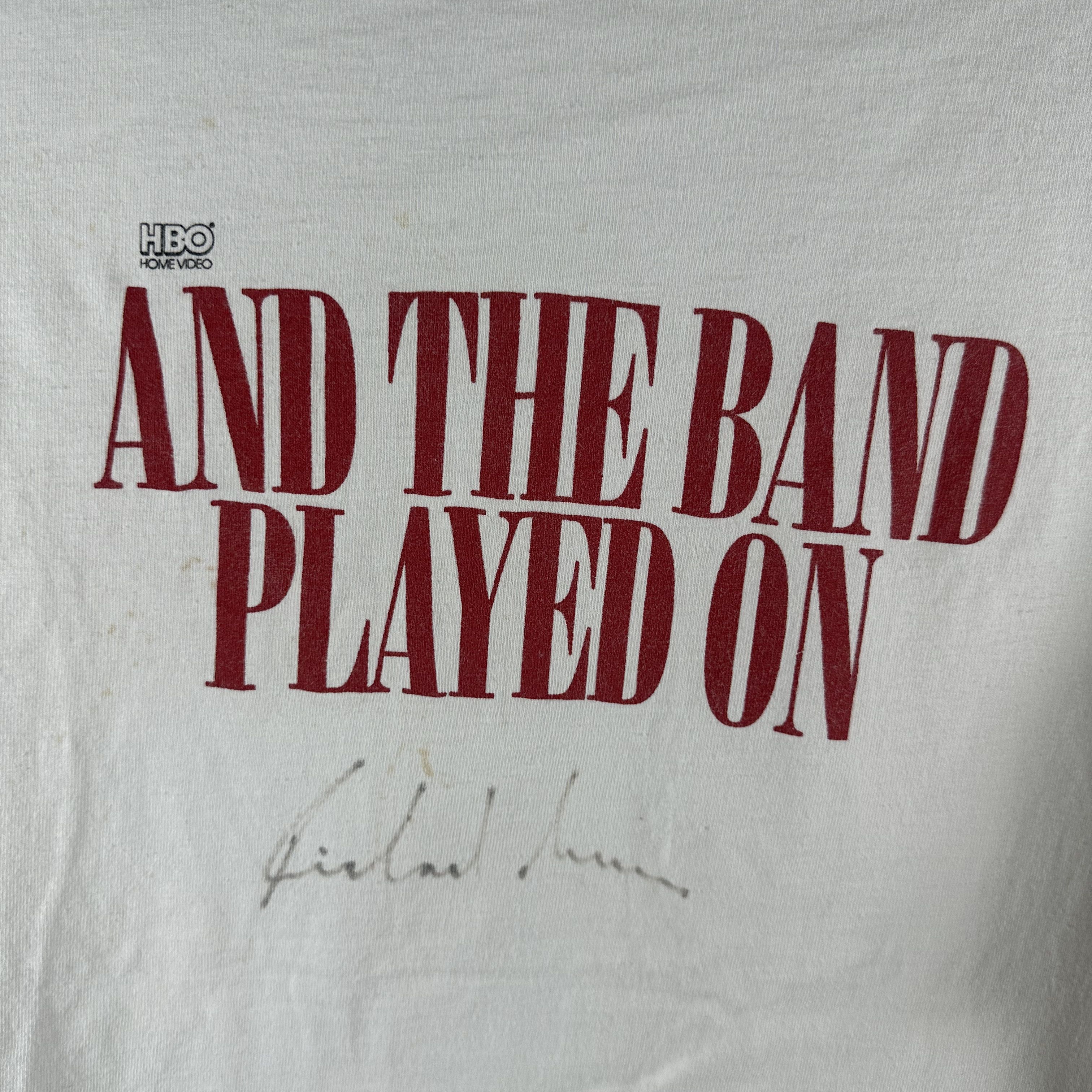 Vintage 90s HBO Home Video VIAAC And the Band Played On T-Shirt Size US XL / EU 56 / 4 - 4 Thumbnail
