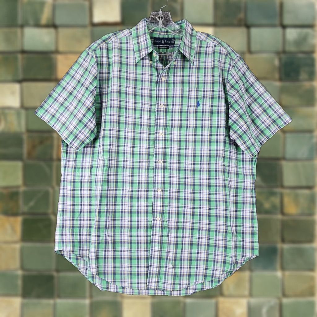 Ralph Lauren RALPH LAUREN Green Plaid Classic Fit Button-Up Shirt Adult L Mens Size US 33 - 1 Thumbnail