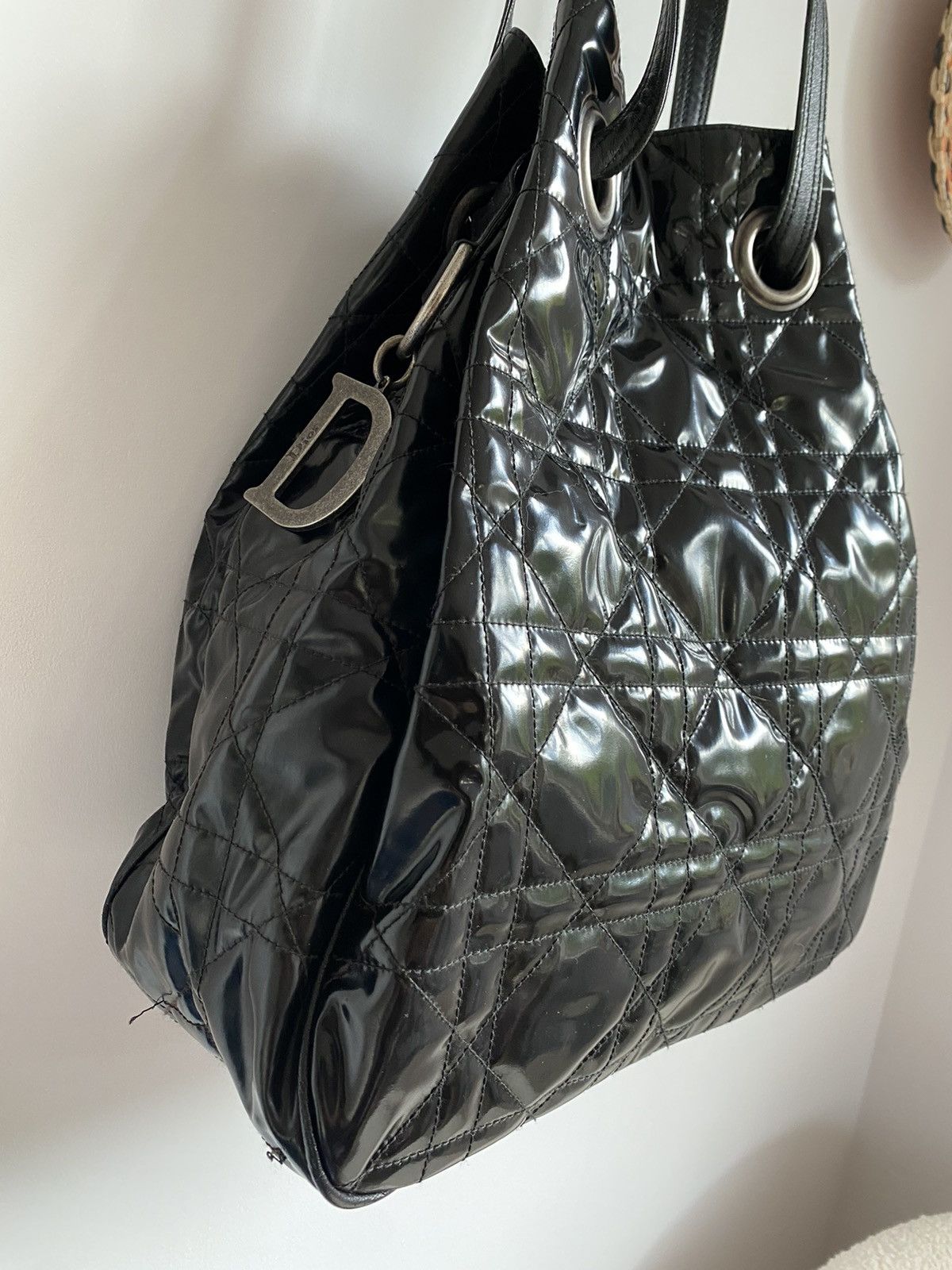 Dior × Vintage RARE‼️ AUTHENTIC DIOR CANNAGE QUILTED LAMBSKIN BUCKET BAG Size ONE SIZE - 2 Thumbnail