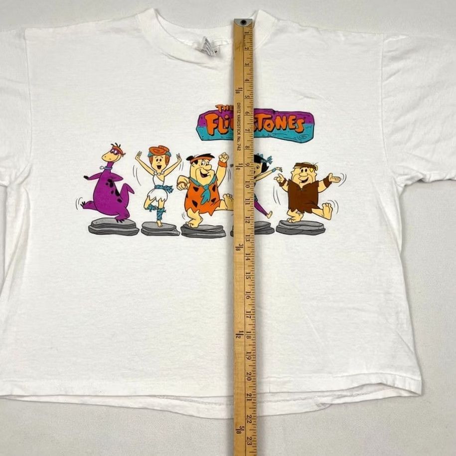 Vintage VTG 90s Flintstones Shirt Womens OS L XL Cropped Graphic Cartoon Single Stitch Size L / US 10 / IT 46 - 4 Thumbnail