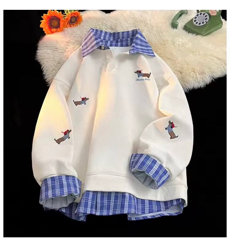 Japanese Brand × Vintage loose double sweatshirt with puppy embroidery Size US L / EU 52-54 / 3 - 1 Thumbnail