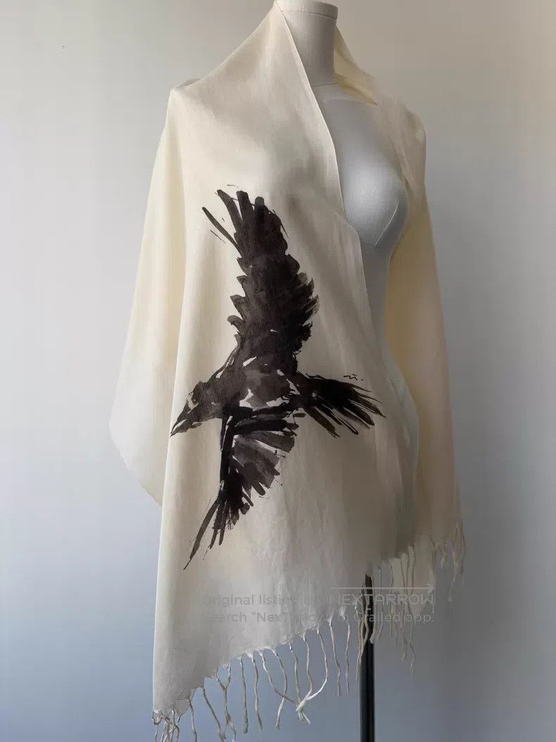 Yohji Yamamoto Yohji Yamamoto 06SS Ink Crow Shawl Scarf Size ONE SIZE - 5 Thumbnail