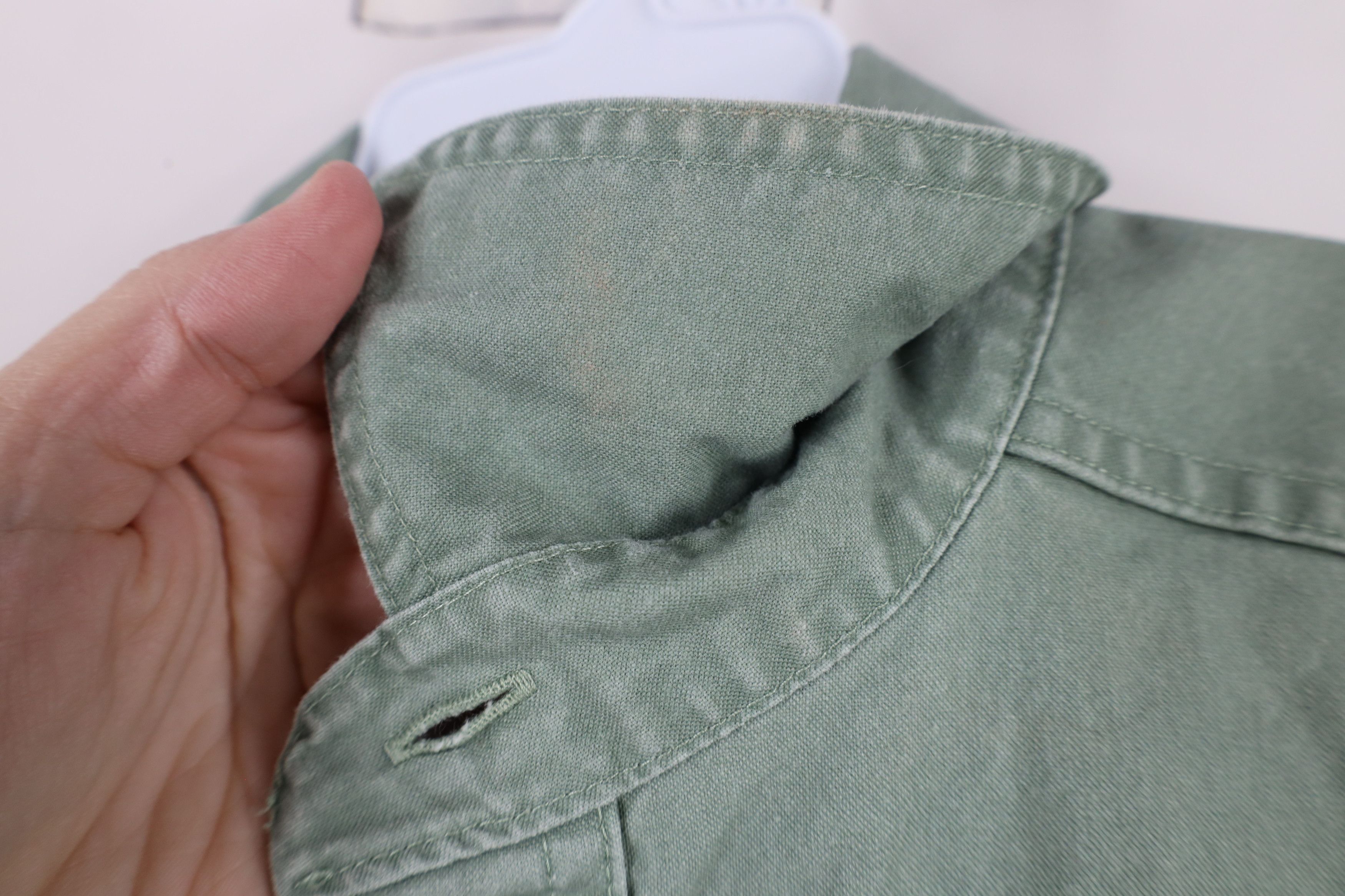 L.L. Bean × Vintage Vintage 90s LL Bean Stonewash Safari Bush Button Shirt Green Size US S / EU 44-46 / 1 - 6 Thumbnail