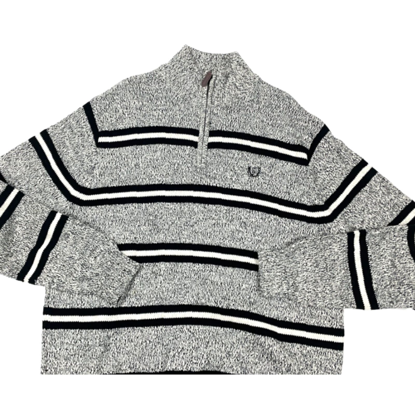 Chaps Preppy Gray Black Striped Pullover High Neck Sweater Adult XL Embroidered Cotton Size US XL / EU 56 / 4 - 3 Thumbnail
