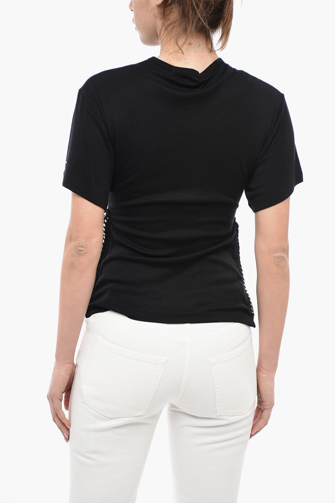 Stella McCartney og1mm0824 Cotton Blend T-Shirt With Chain in Black Size XS / US 0-2 / IT 36-38 - 2 Thumbnail