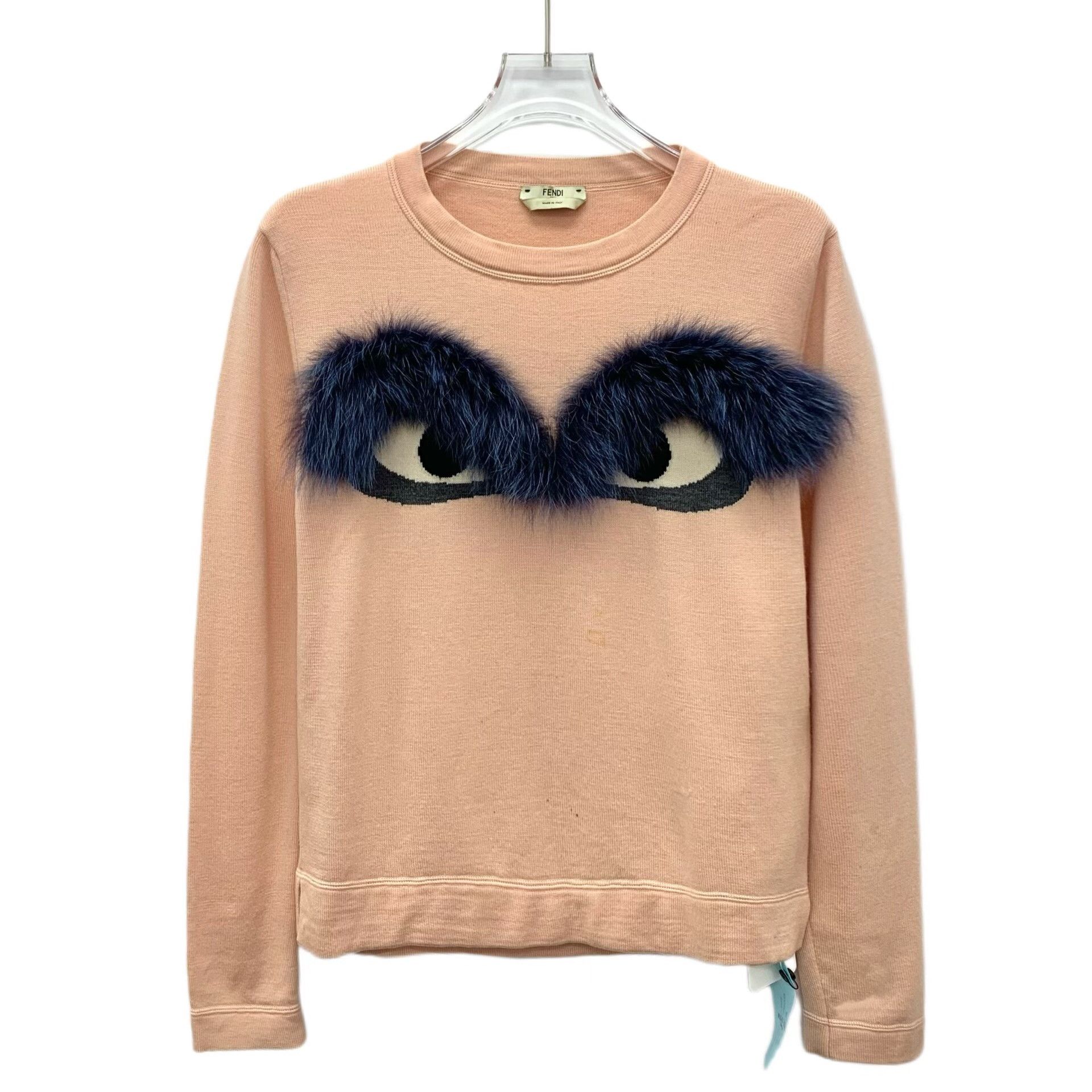 Fendi Fendi Nude Pink Feather Monster Eye Wool Sweater Size S / US 4 / IT 40 - 1 Thumbnail