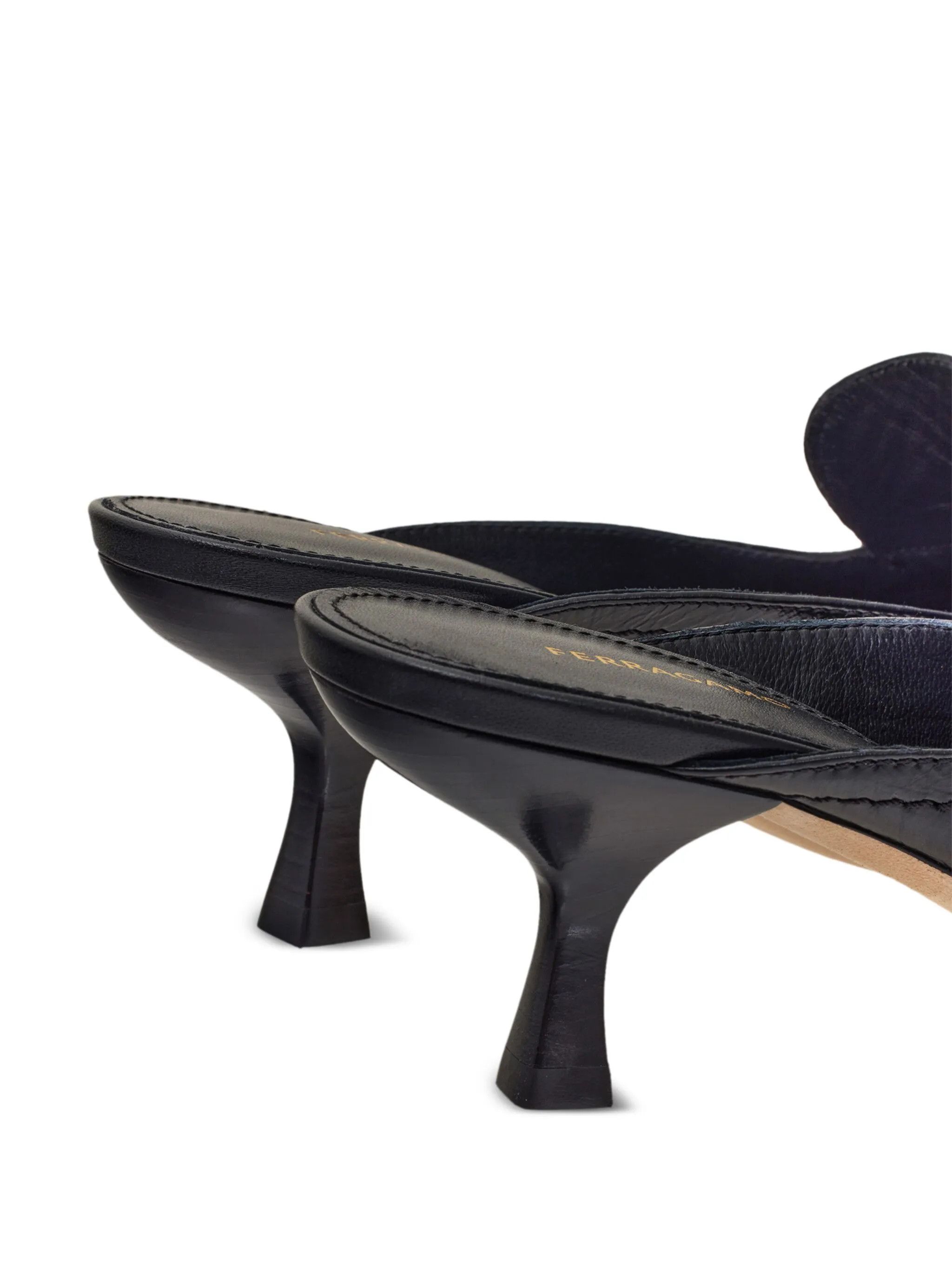 Salvatore Ferragamo o1s1rm0126 Crocodile-effect Leather Mules in Black Size US 7 / IT 37 - 3 Thumbnail