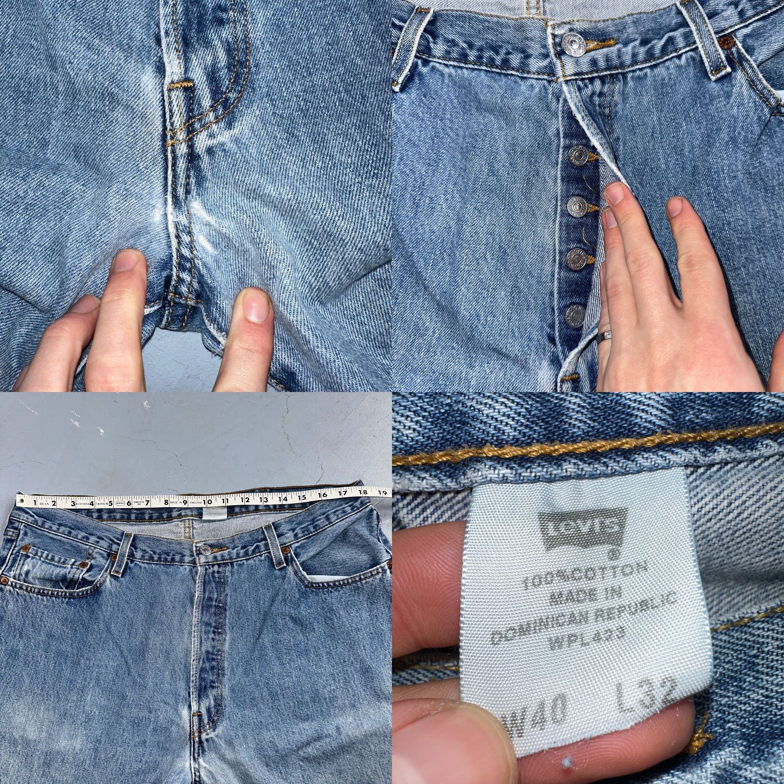 Levi's VINTAGE Levis 501 90s Mexico Straight Leg Jeans 40x32 Y2K Light Wash Act 36x30 Mens Size US 40 / EU 56 - 8 Thumbnail