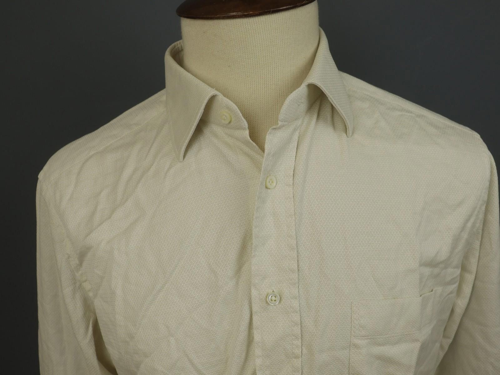 Ermenegildo Zegna Zegna Beige Cotton Collared Dress Shirt Size 43 Size 38R - 2 Thumbnail