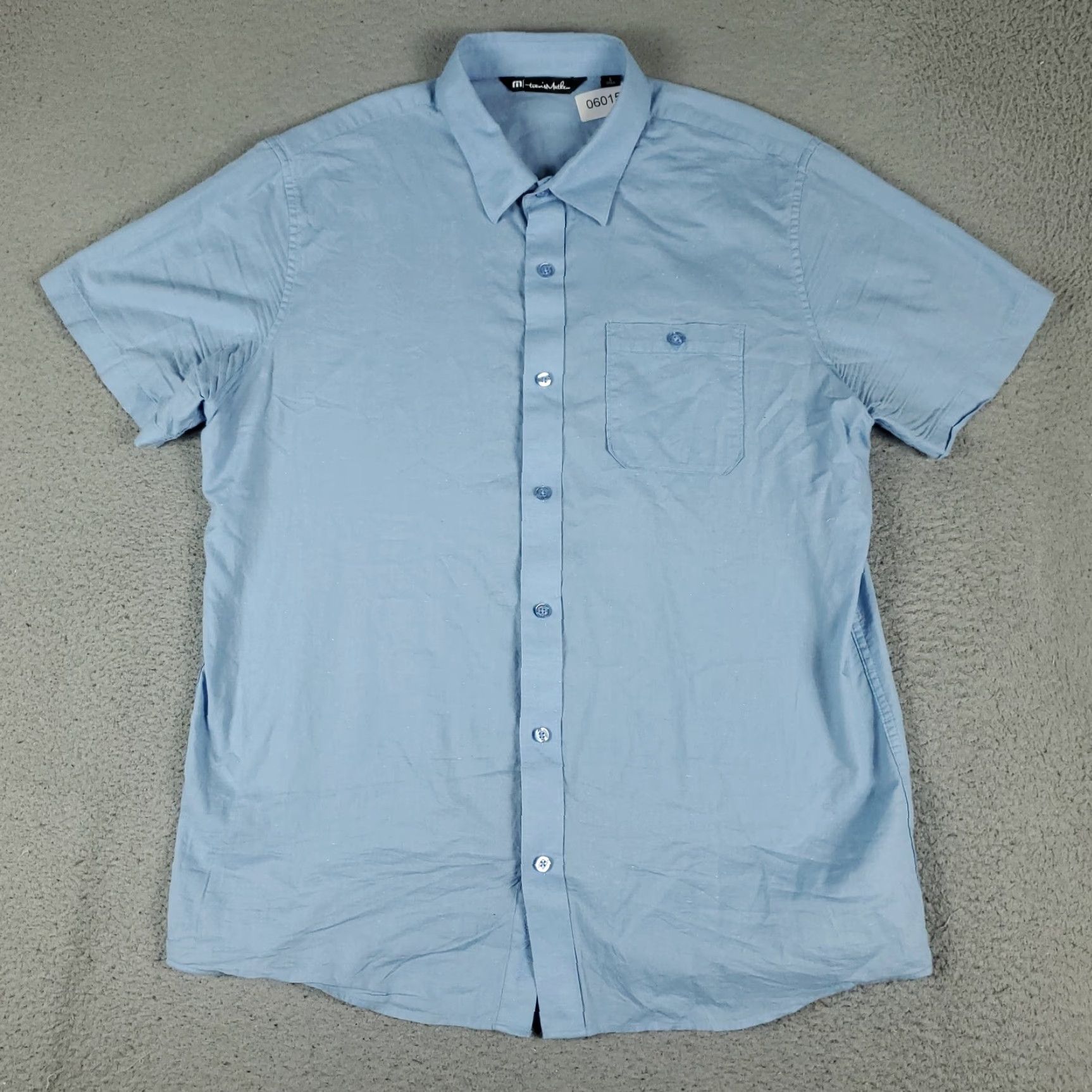 TravisMathew Travis Mathew Button-Up Shirt Mens Large Light Blue Short Sleeve Casual Woven Size US L / EU 52-54 / 3 - 2 Thumbnail