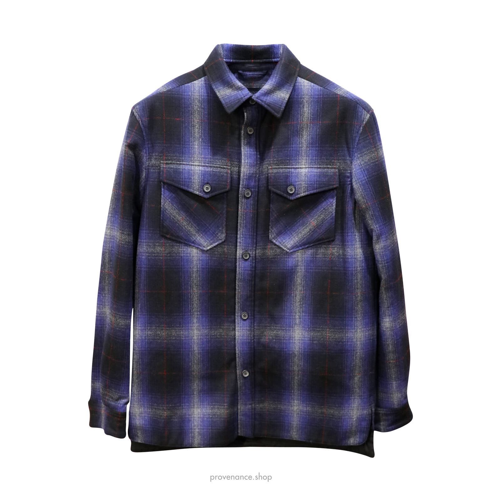 image of Lanvin Wool Overshirt in Blue, Men's (Size Small)