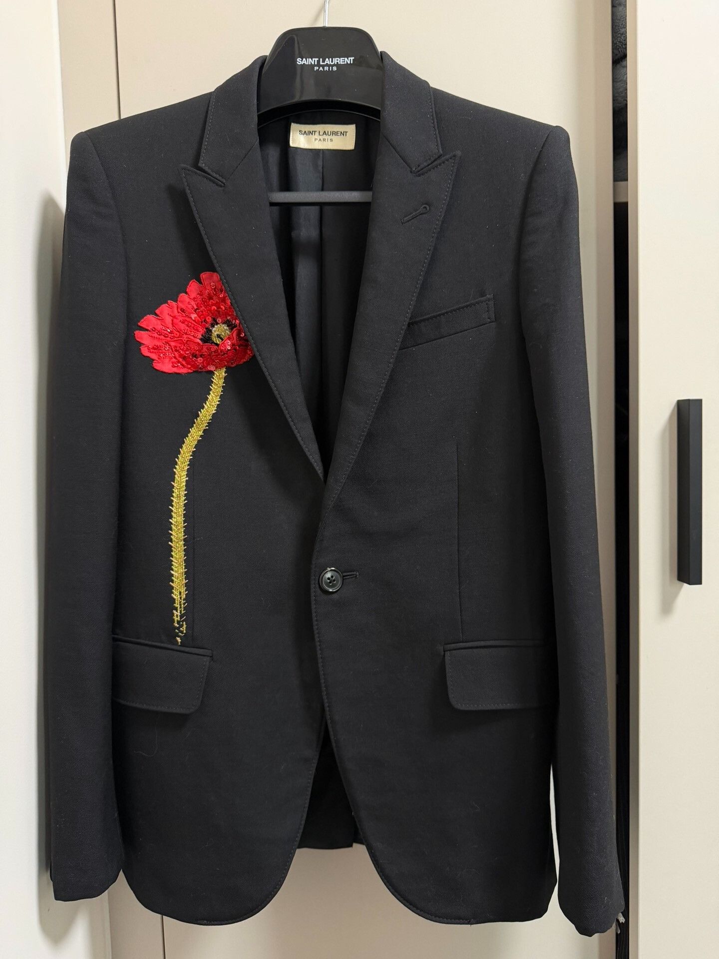 Saint Laurent Paris Saint Laurent Poppy Embroidered Blazer Size US XS / EU 42 / 0 - 1 Thumbnail
