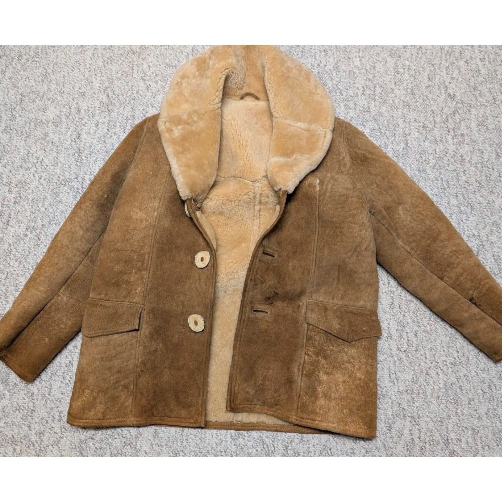 Vintage VINTAGE shearling coat men's rancher 42 brown leather sheepSkin shawl western coat M Size US M / EU 48-50 / 2 - 3 Thumbnail