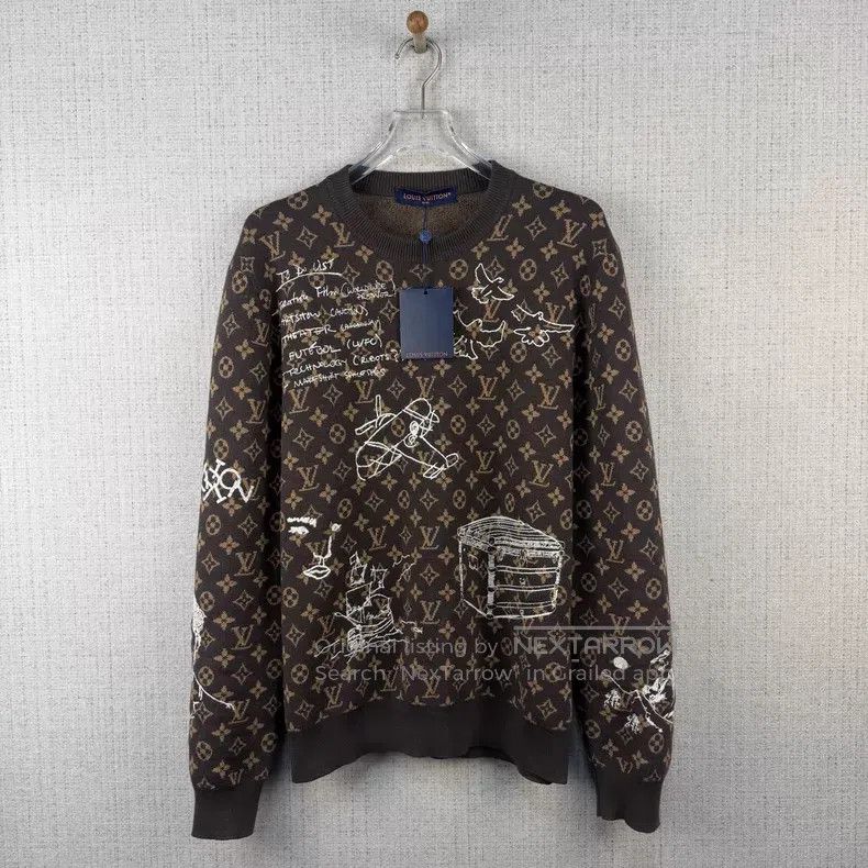Louis Vuitton Louis Vuitton FW23 Logo monogrammed scribbled crewneck lon Size US M / EU 48-50 / 2 - 1 Thumbnail