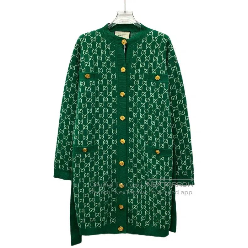 Gucci Gucci Green logo jacquard full-print wool single-breasted Size XXS / US 00 / IT 34 - 1 Thumbnail
