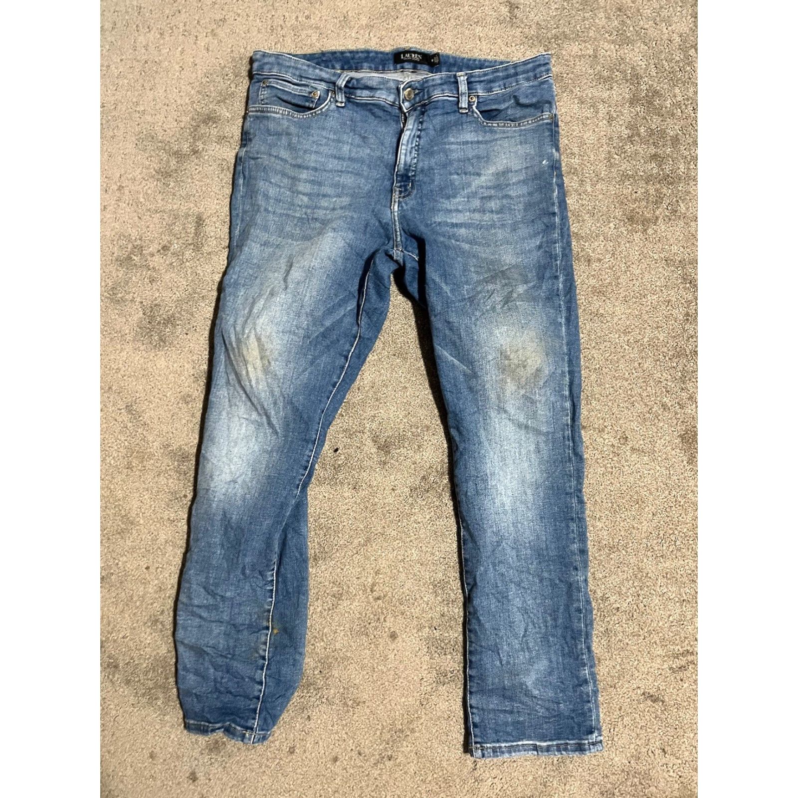 Ralph Lauren VINTAGE Lauren Ralph Lauren Women's Jeans Dark Wash 12 Modern Straight Blue - Jeans Womens 12 Dark Wash Straight (Stain on thighs) Size 34" / US 12 / IT 48 - 4 Thumbnail