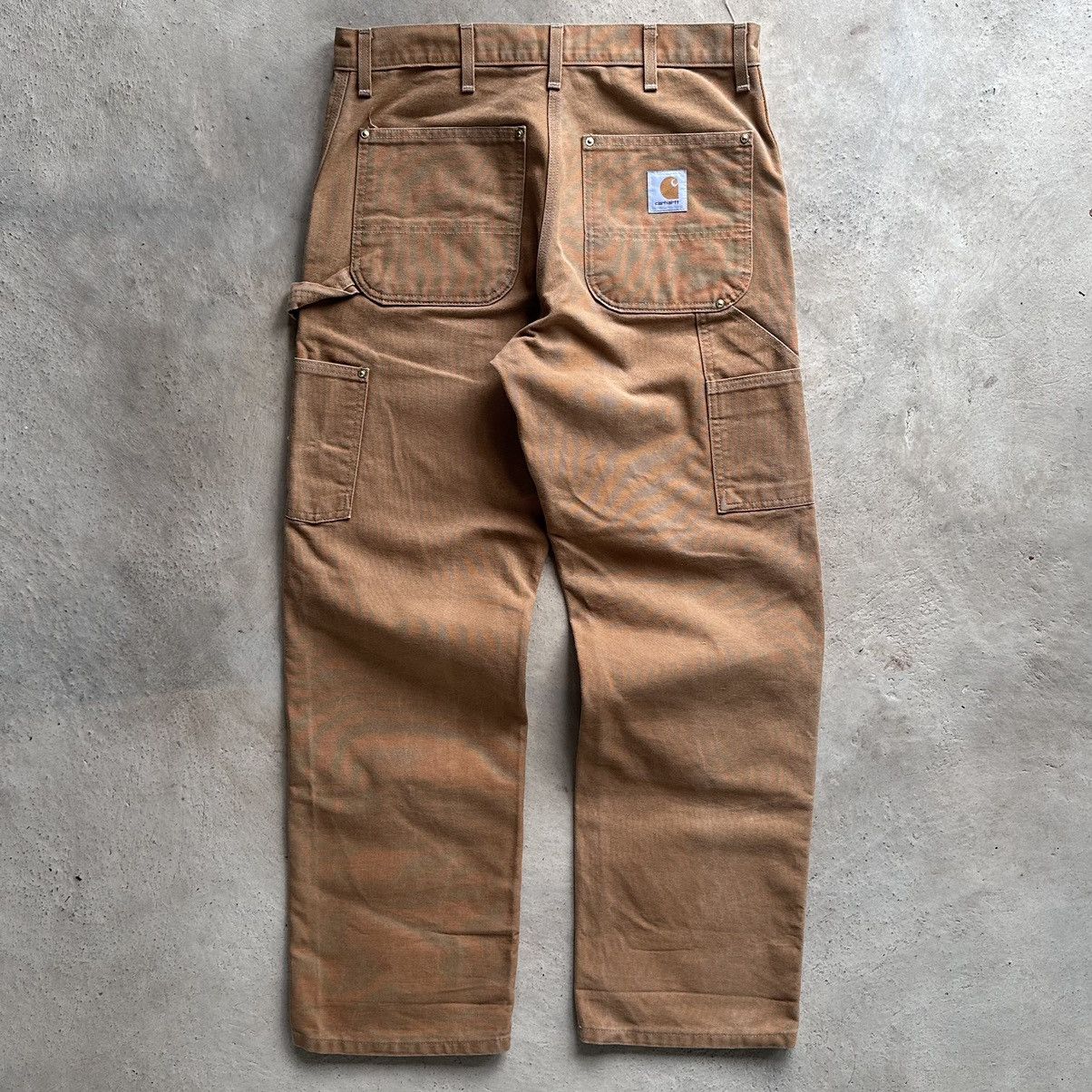Carhartt (33x31.5) Crazy Faded 90s Carhartt Double Knee Brown/Tan Size US 33 - 10 Thumbnail