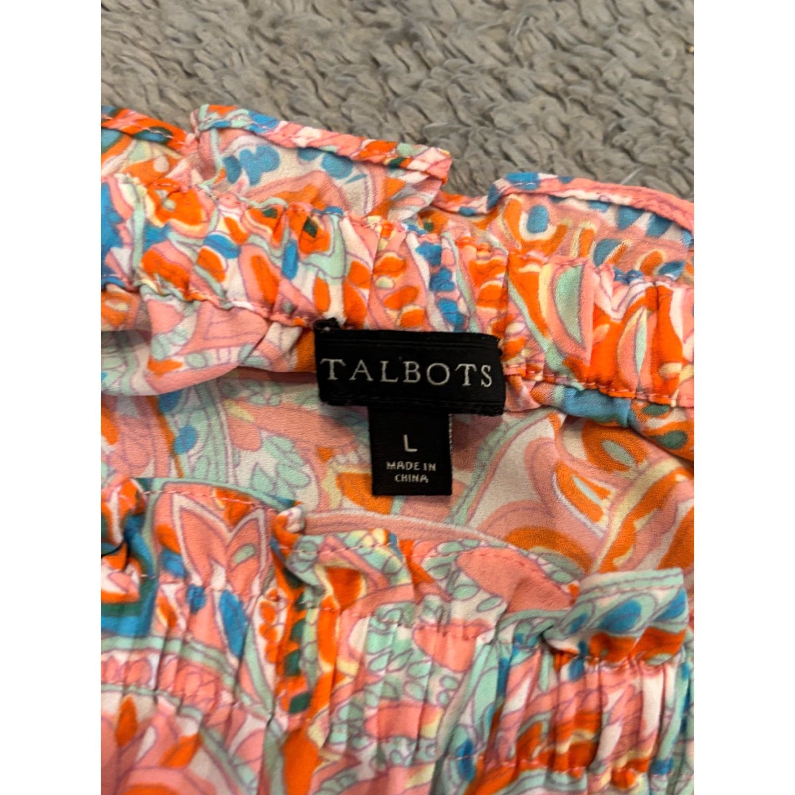 Talbots Talbots Blouse Womens Large Paisley Print Poet Sleeves Keyhole Neck Peasant Boho Size L / US 10 / IT 46 - 2 Thumbnail